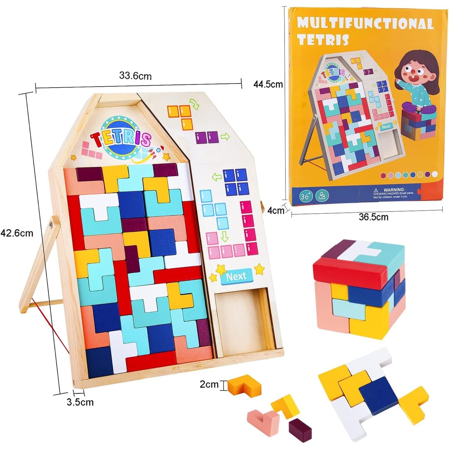 40pcs Wooden Puzzle Blocks Puzzle Intelligence Toy Set Creative 3D Russian Blocks Game Toy