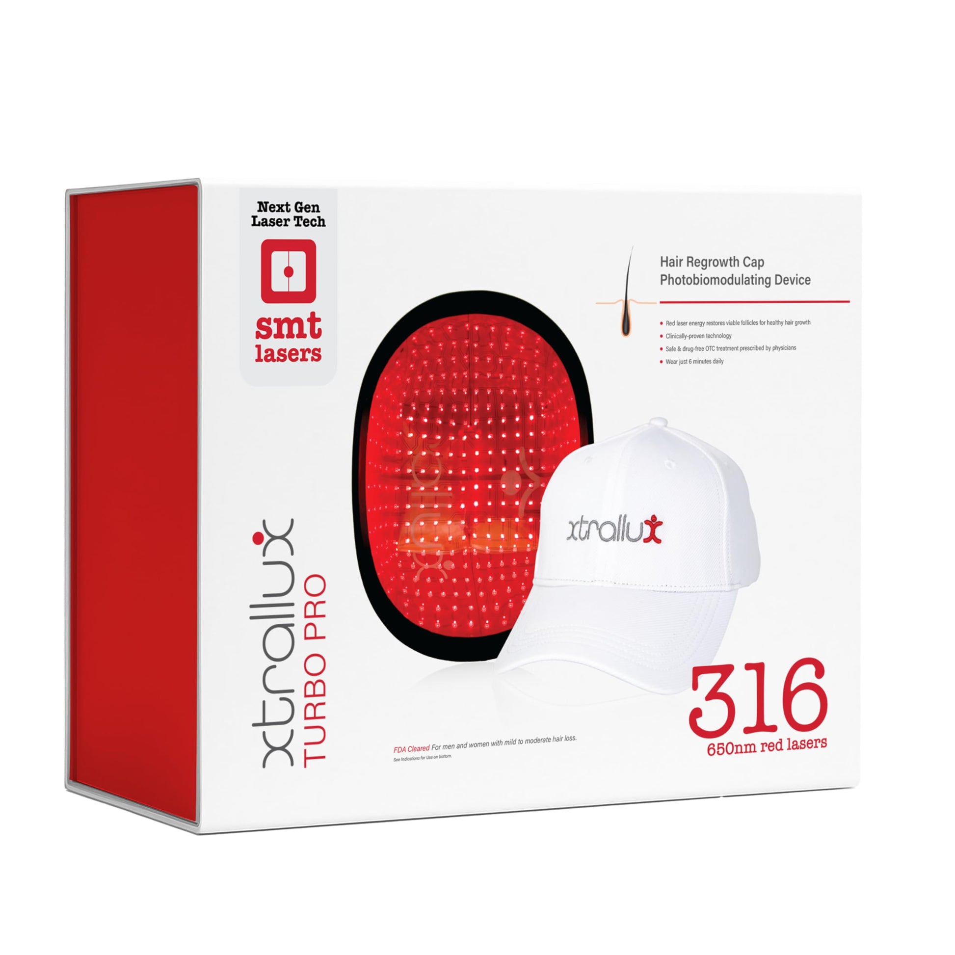 Xtrallux Turbo Pro Laser Hair Growth Cap with 316 Lasers – 6 Minute Treatment Time for Thinning Hair | Hair Loss Treatment | Hair Regrowth Cap for Men and Women - Medaid International