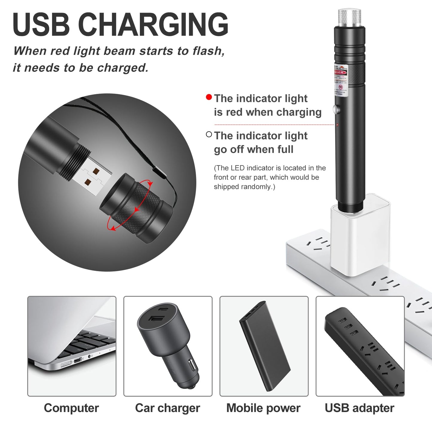 LETEAPII Red Light Flashlight, Long Distance USB Rechargeable Tactical Beam with Star Cap Adjustable Effect for Outdoor Journeys, Presentations, TV/LED/LCD Screens, and Stargazing - Medaid International