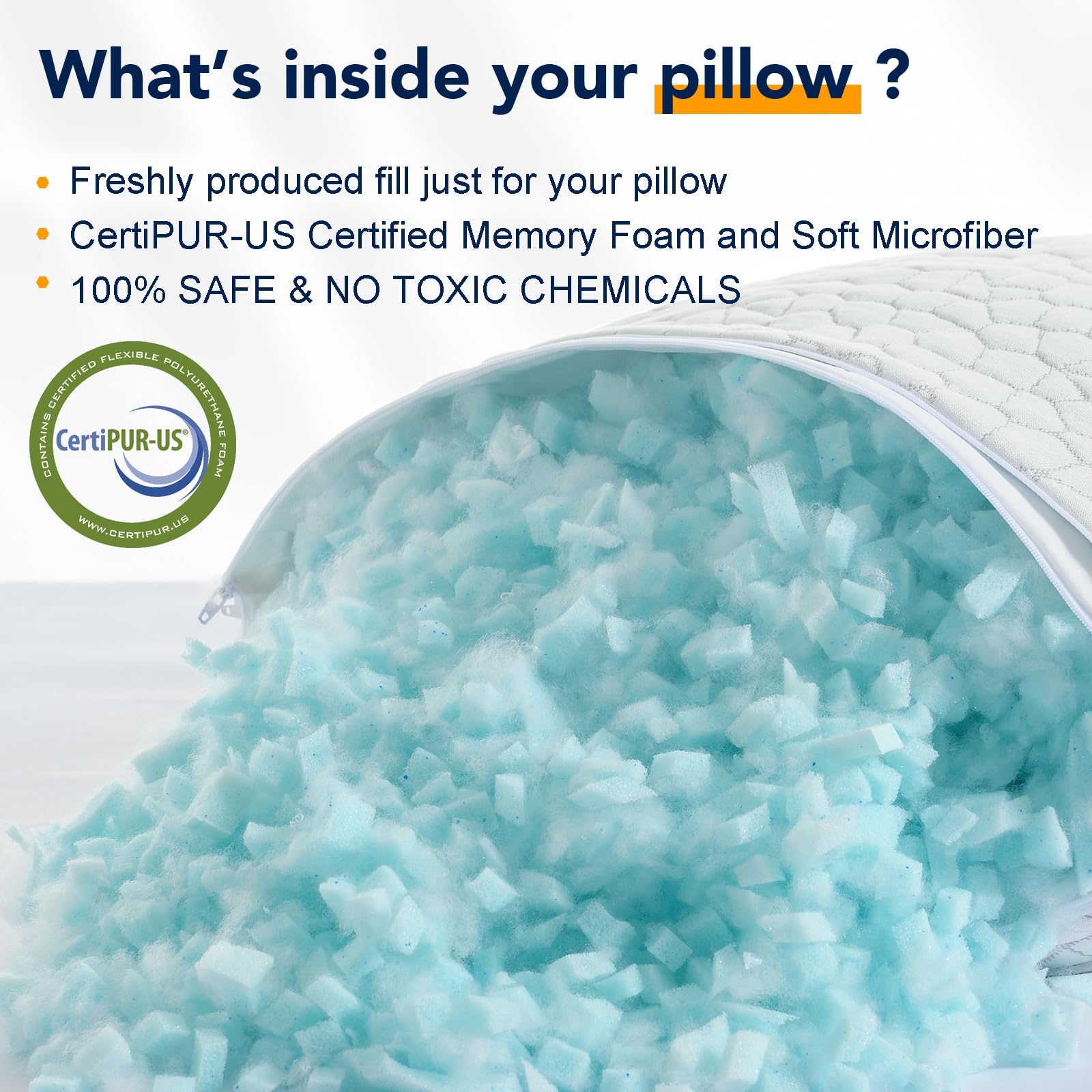 QUTOOL Cooling Pillows for Sleeping 2 Pack, Shredded Memory Foam Bed Pillows Queen Size Set of 2, Cool Pillow for Hot Sleepers Adjustable Firm Pillow for Side, Back and Stomach Sleepers Supportive - Medaid International