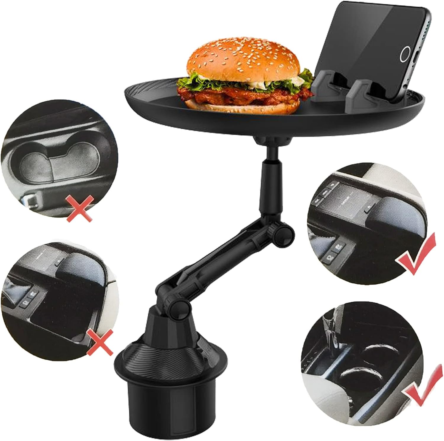 Car Cup Holder Tray – Portable Food & Phone Stand