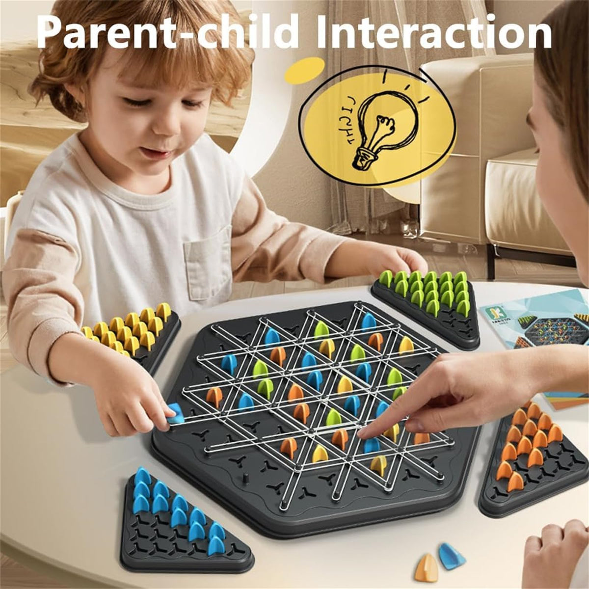 KASTWAVE Chain Triangle Chess Game, Triggle Board Game, Triggle Rubber Band Game, Triangle Chain Chess Game Set, Family Interactive Board Game, for Toddlers, Kids, Adults, Family, Party