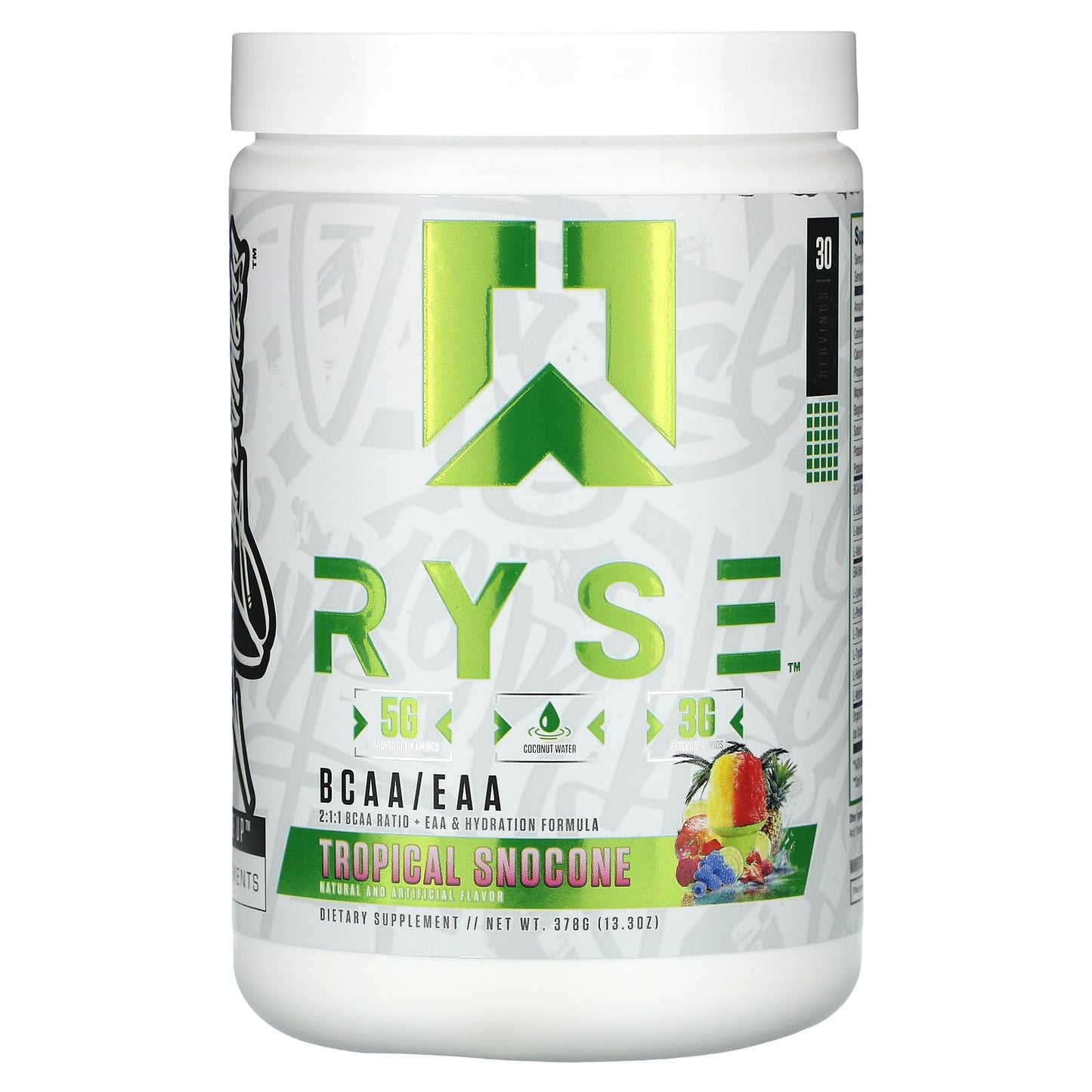 RYSE BCAA EAA Powder - Tropical Snocone - 5g Branched Chain Amino Acids, 3g Essential Aminos, Sugar-Free Electrolytes for Muscle Recovery, Endurance, Hydration and Strength - 30 Servings - Medaid International