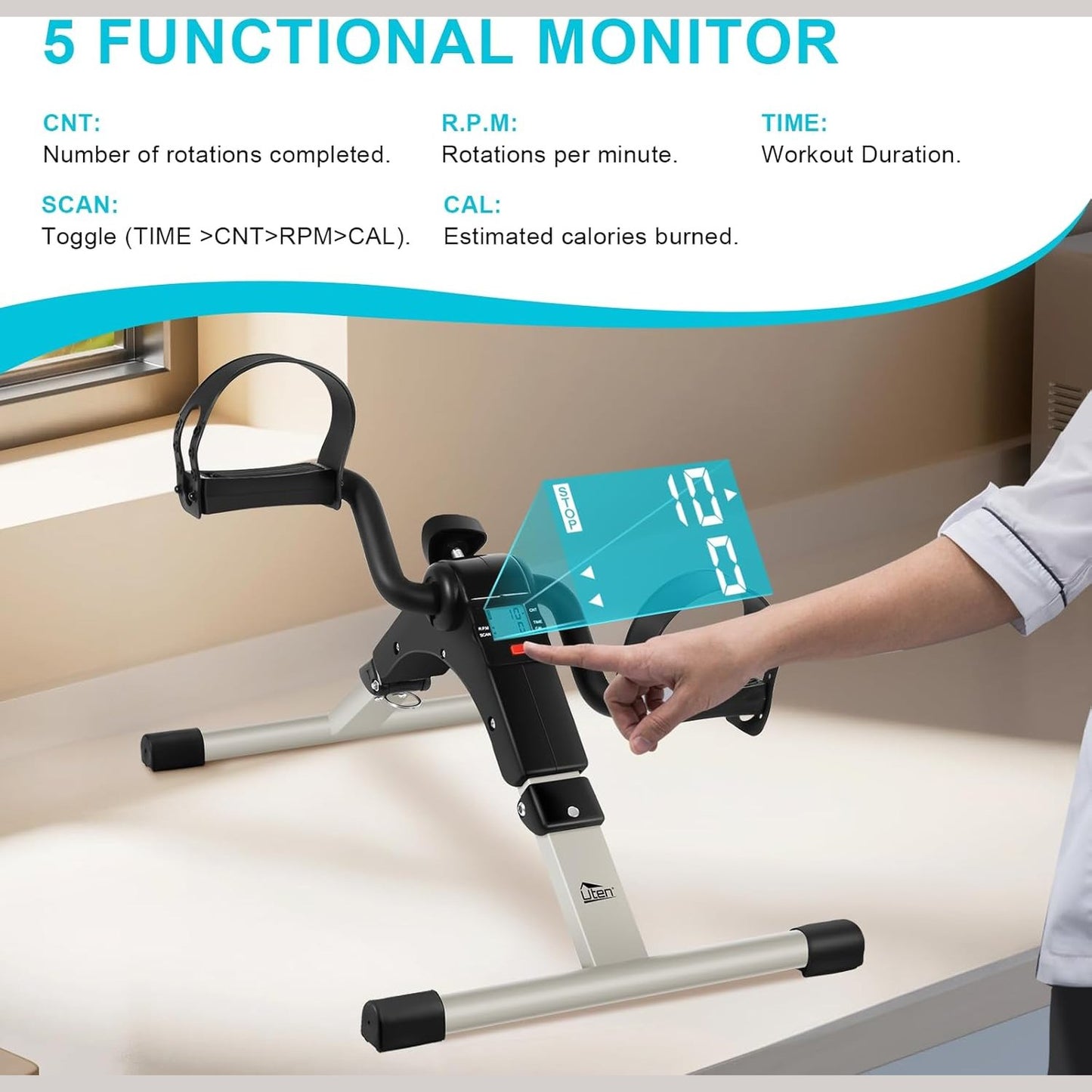 Folding Pedal Exerciser Mini Exercise Bikes Arm and Leg Exercise Peddler Machine