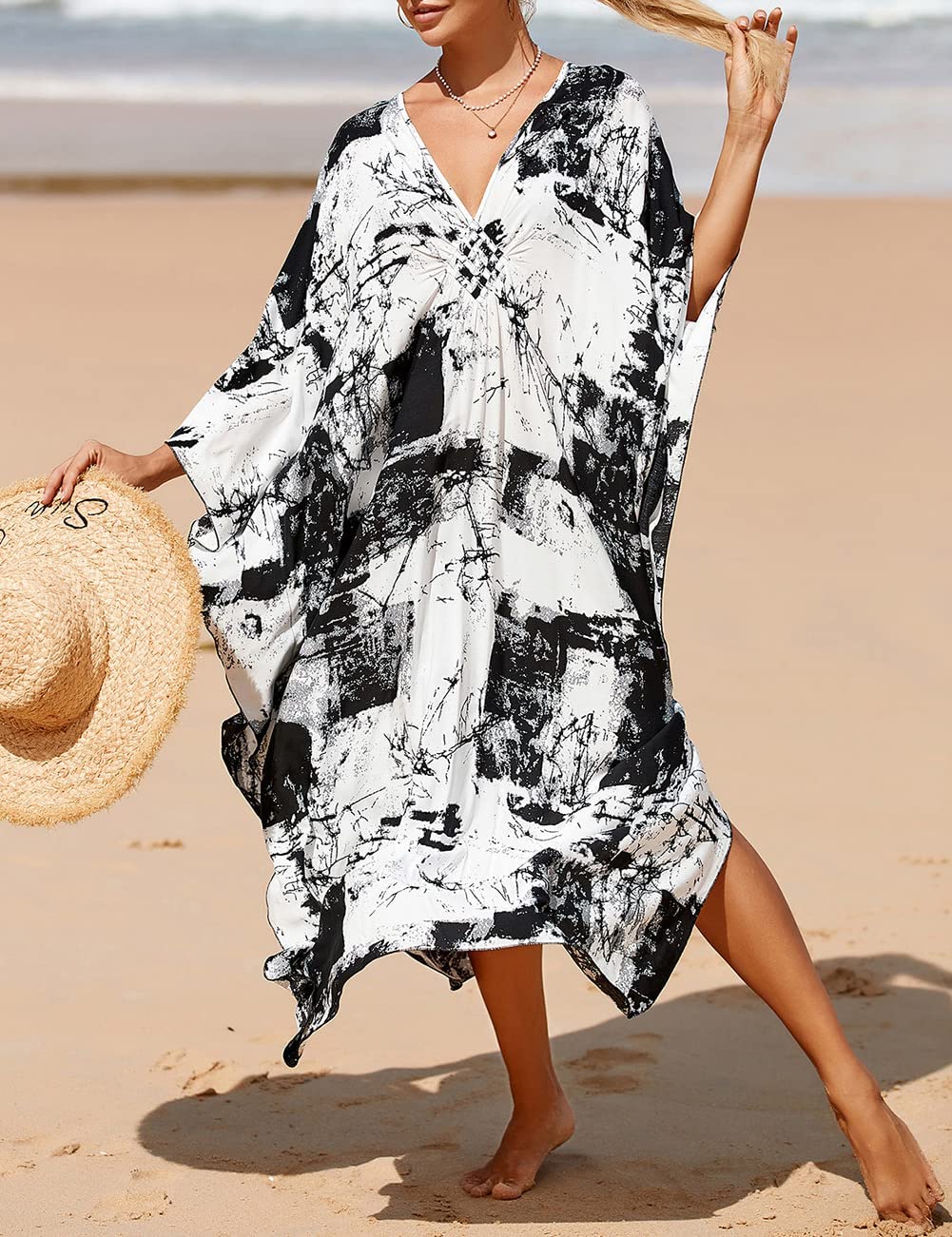 KASTWAVE Maxi Bohemian Dress, Kimono, Beach Coverup