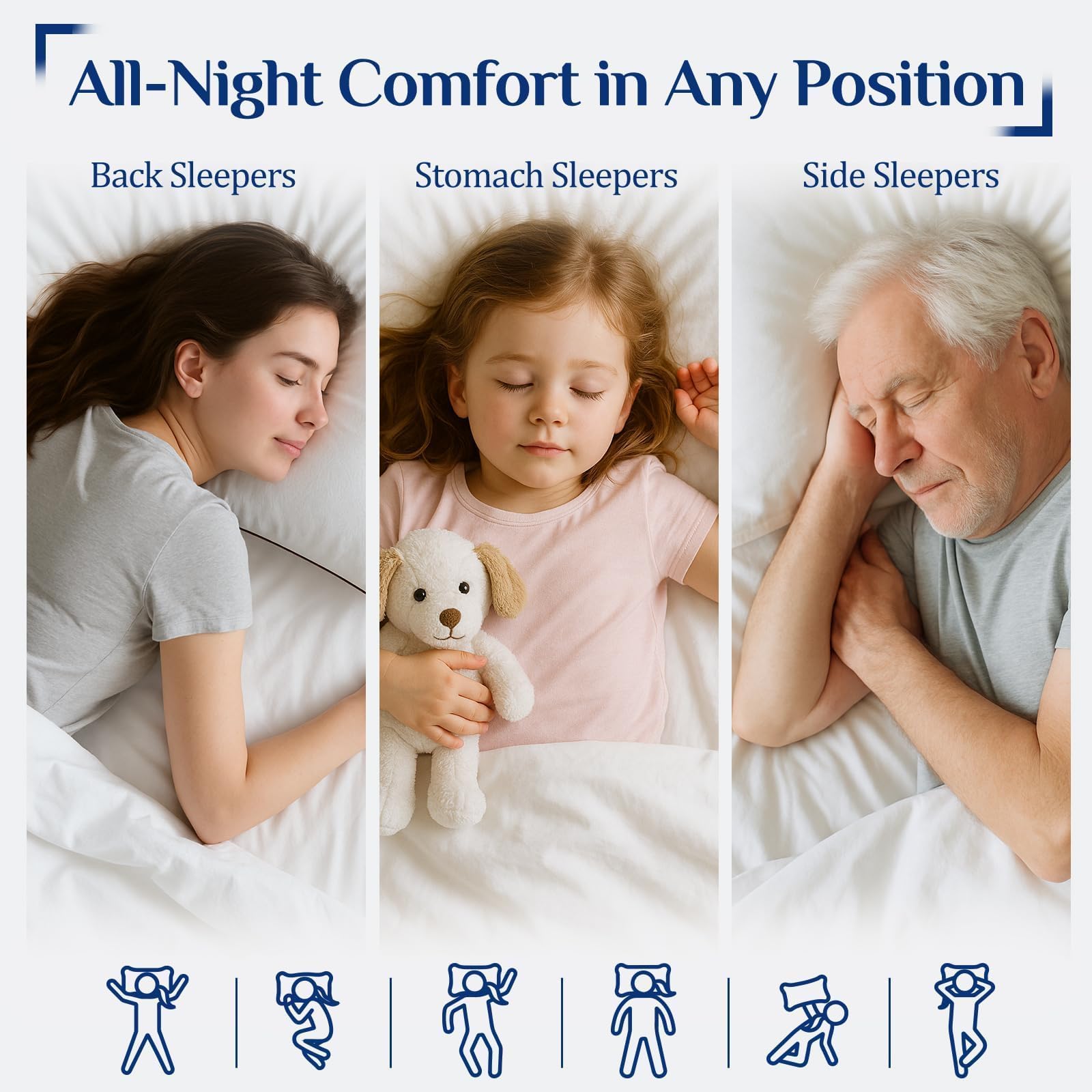 JOLLYVOGUE Standard Pillows Set of 2, Cooling and Supportive Pillows Full Size Set of 2 for Side and Back Sleepers, Down Alternative Hotel Collection Sleeping Pillow - Medaid International