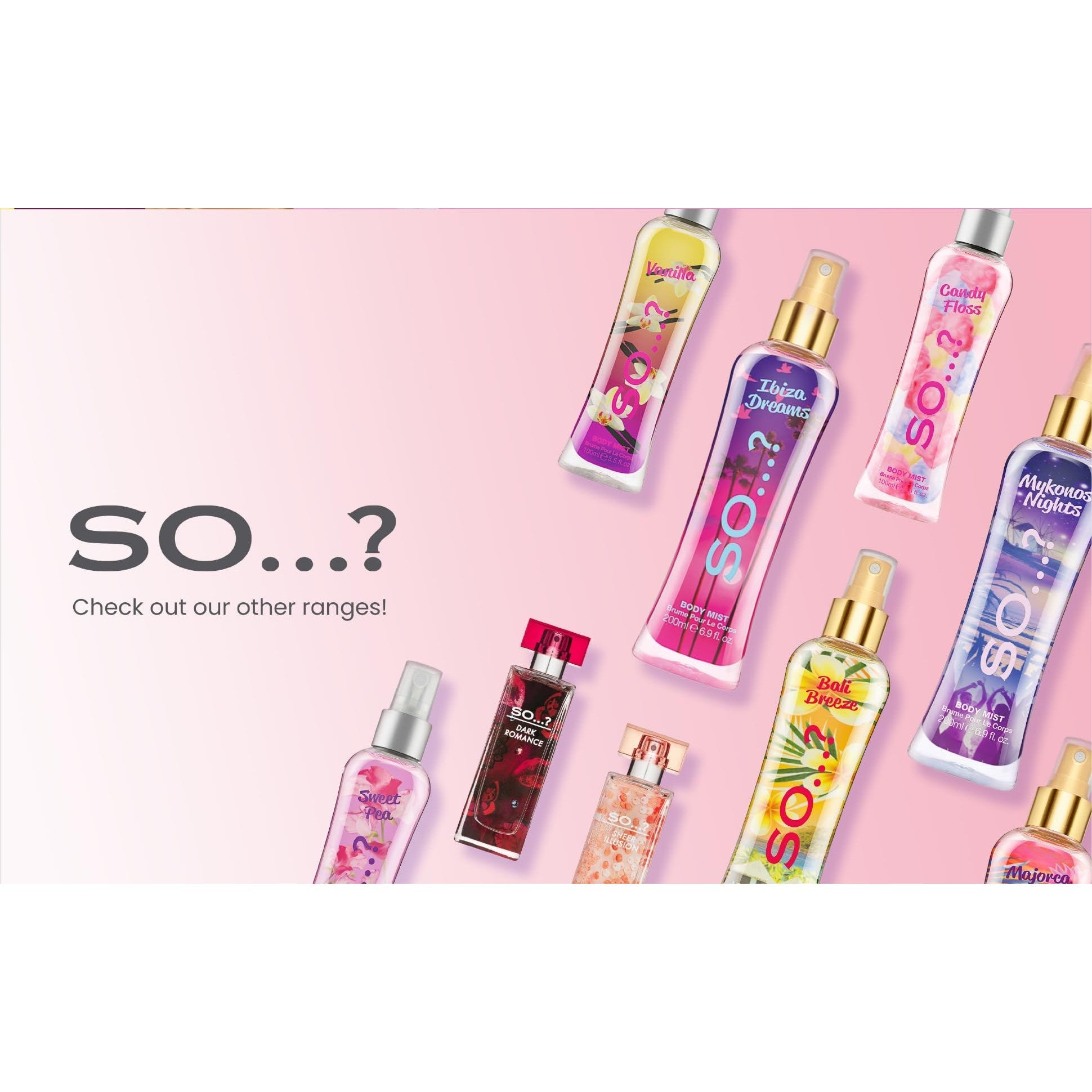So…? Body Mist Set - Body Spray for Women - Cruelty Free, Vegan Perfumes for Women - 650 to 1000 Sprays - Travel Size Gift Set - 4 pcs - Medaid International