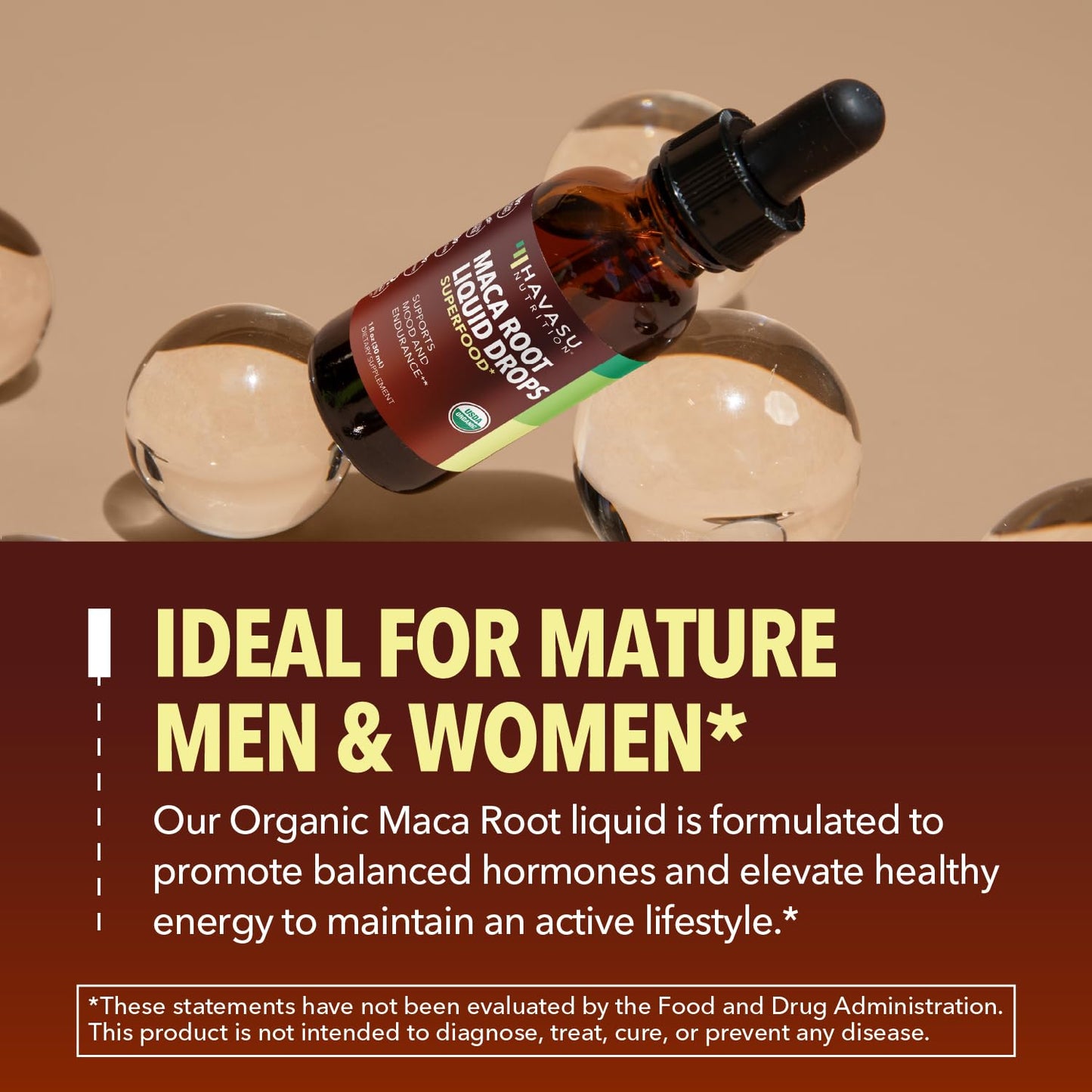 Organic Maca Root Liquid Drops - Supports Hormone Balance, Mood, and Energy in Women and Men - Lepidium Meyenii to Support Performance and Vitality - Non-GMO, Vegan, Unflavored - 60 Servings - Medaid International
