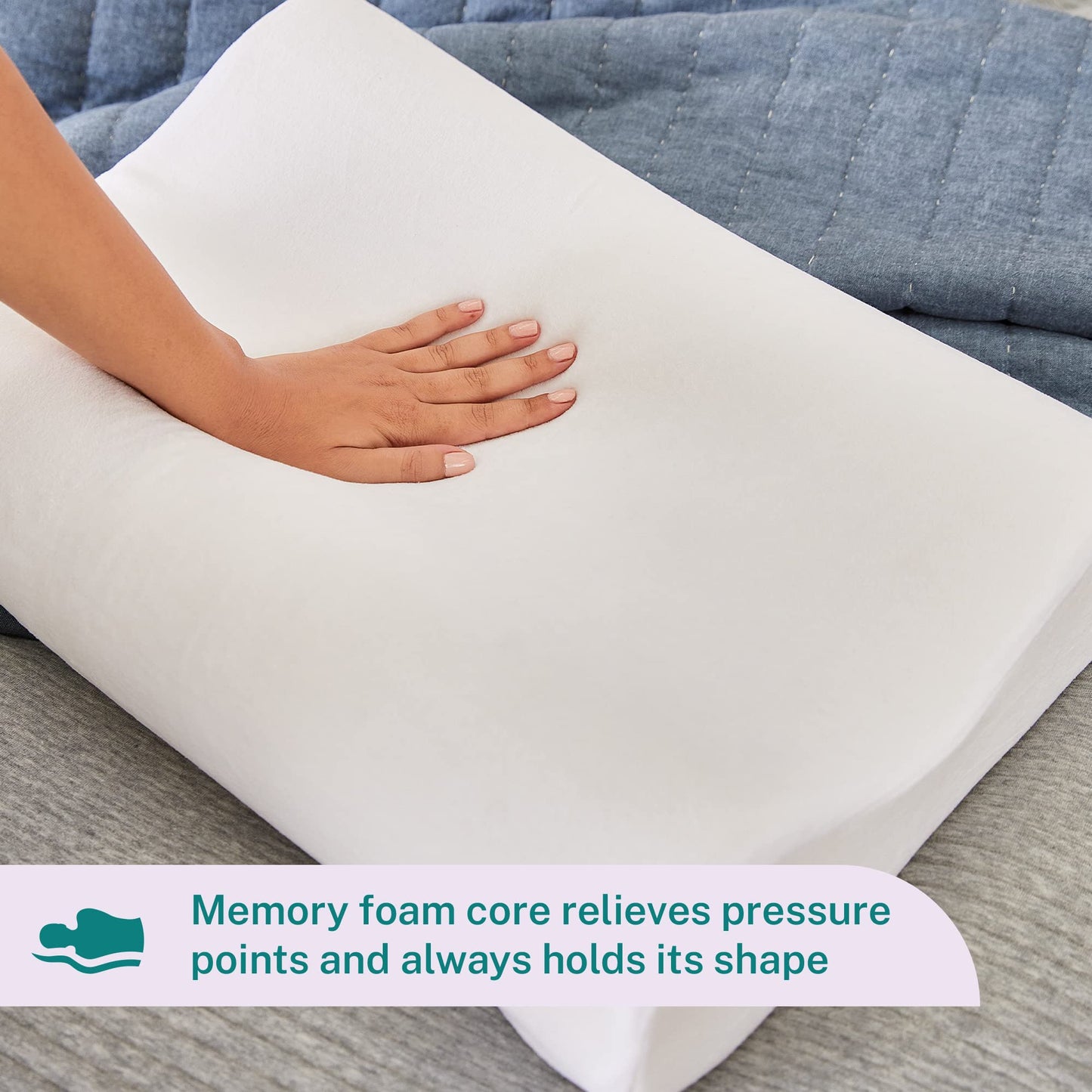 Sleep Innovations Memory Foam Contour Pillow, Standard Size, Head, Neck, and Shoulder Alignment, Side and Back Sleepers, Medium Support - Medaid International