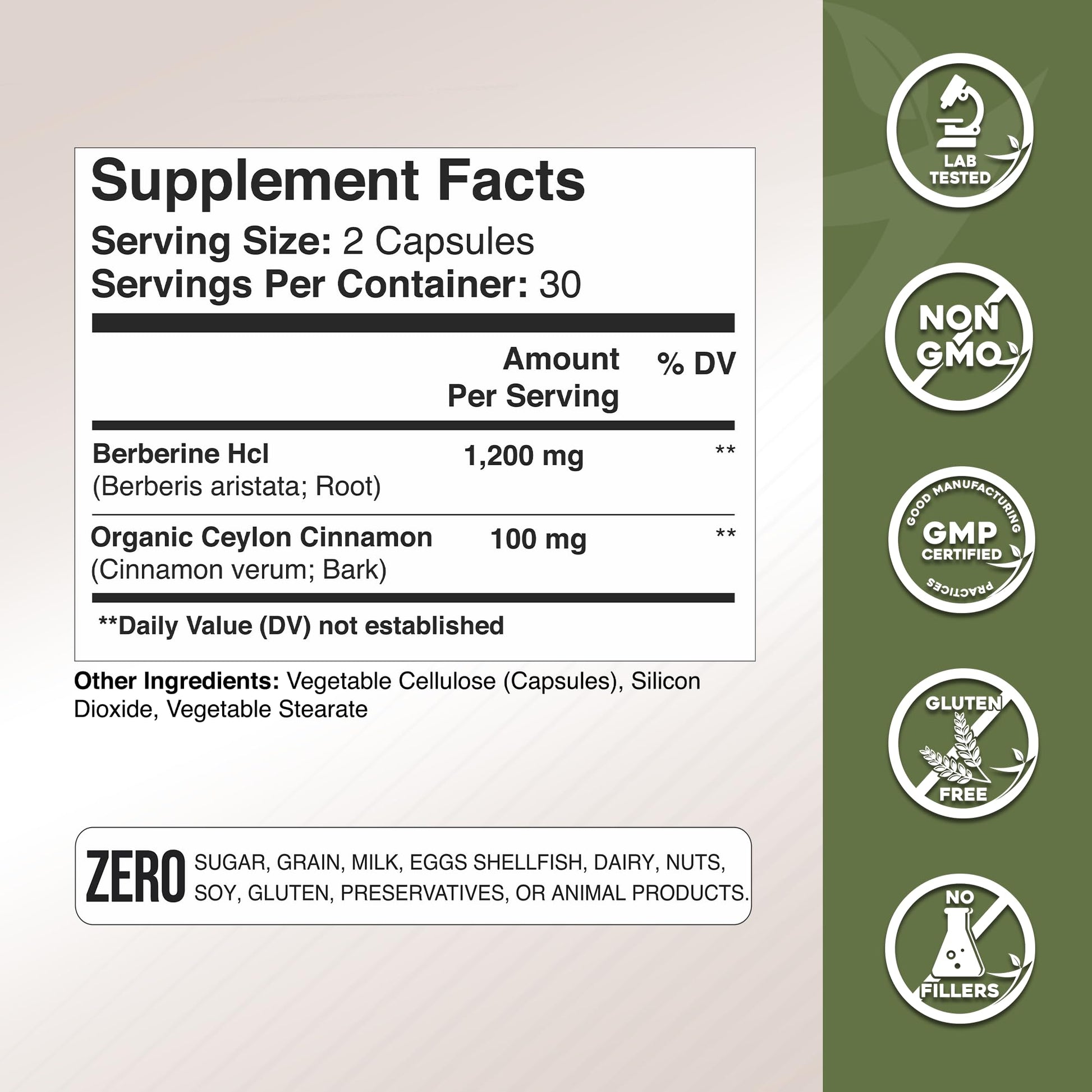 Gade Nutrition Berberine Supplement with Ceylon Cinnamon | Berberine Top Choice with Ceylon Cinnamon Capsules | Organic Veggie Capsules | USA Made - Medaid International