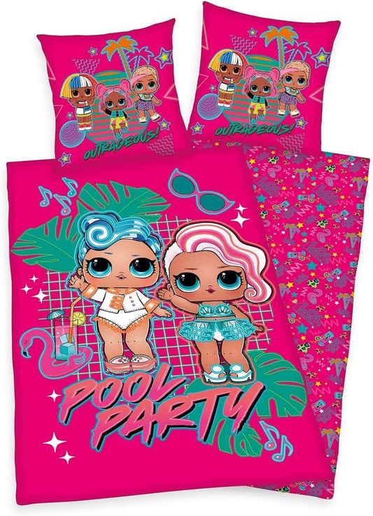 LOL Surprise Reversible Bedding Set Girls Duvet Cover 135 x 200 cm Pillowcase 80 x 80 cm Cotton Pool Party|LOL Surprise In Lebanon