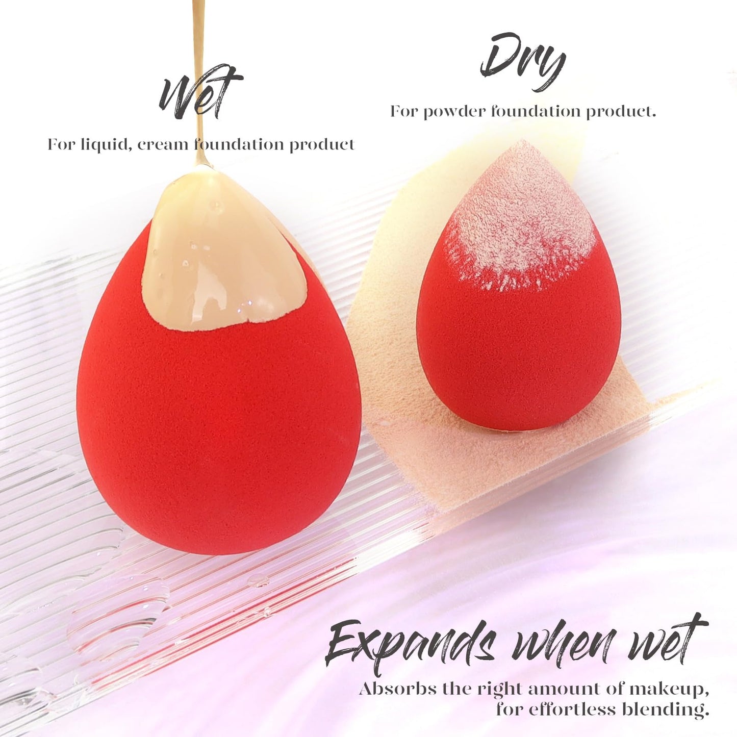 BEAKEY Makeup Sponge Set 5 Pack Micro Porous Low Absorption Soft Latex Free Foundation Beauty Sponges & Blenders for Powder Cream, Stocking Stuffers for Women - Medaid International