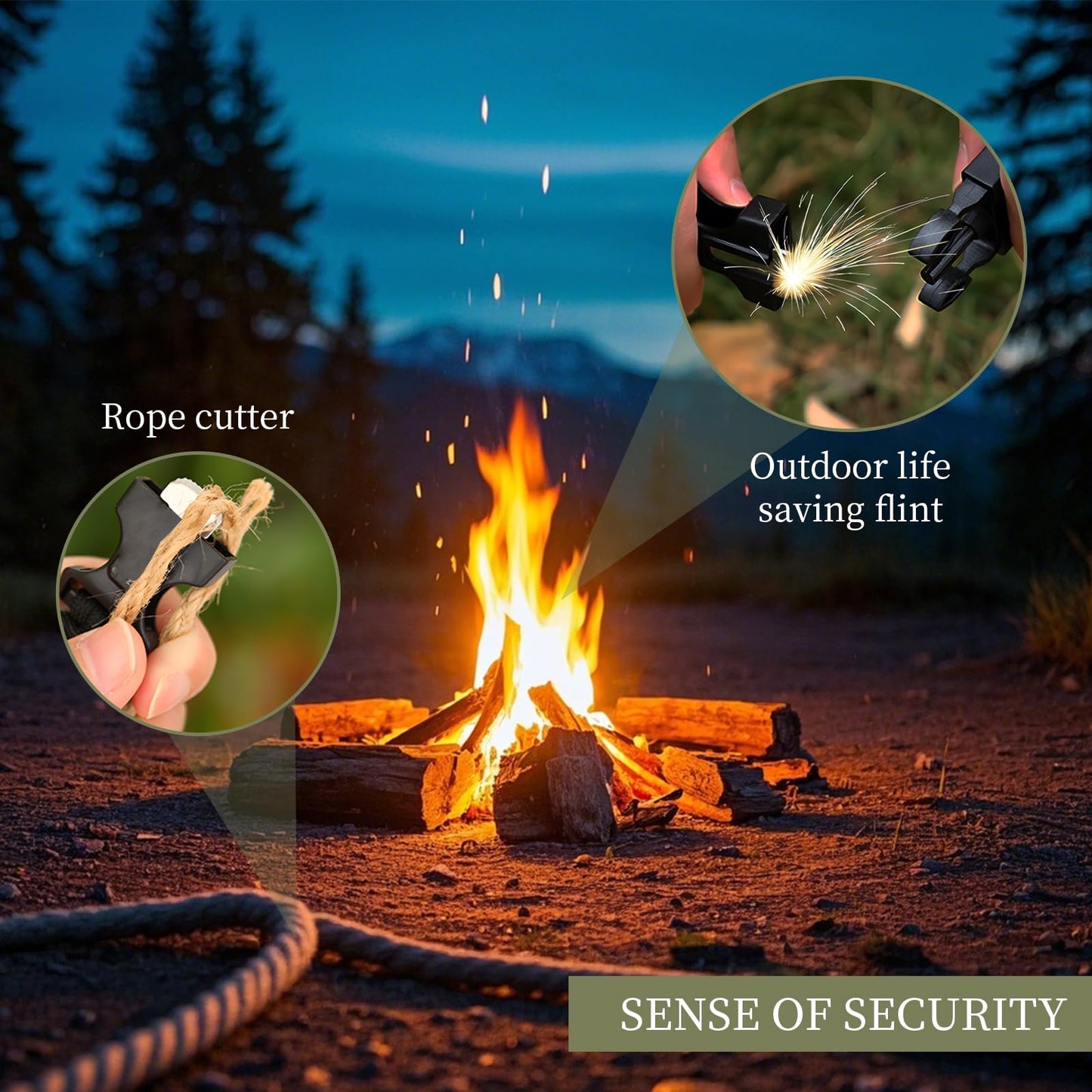 BOSOIRSOU Survival Bracelets 4-Pack | 5-in-1 Paracord Bracelet Set with Fire Starter, Compass & Whistle | Emergency Outdoor Gear for Camping, Hiking
