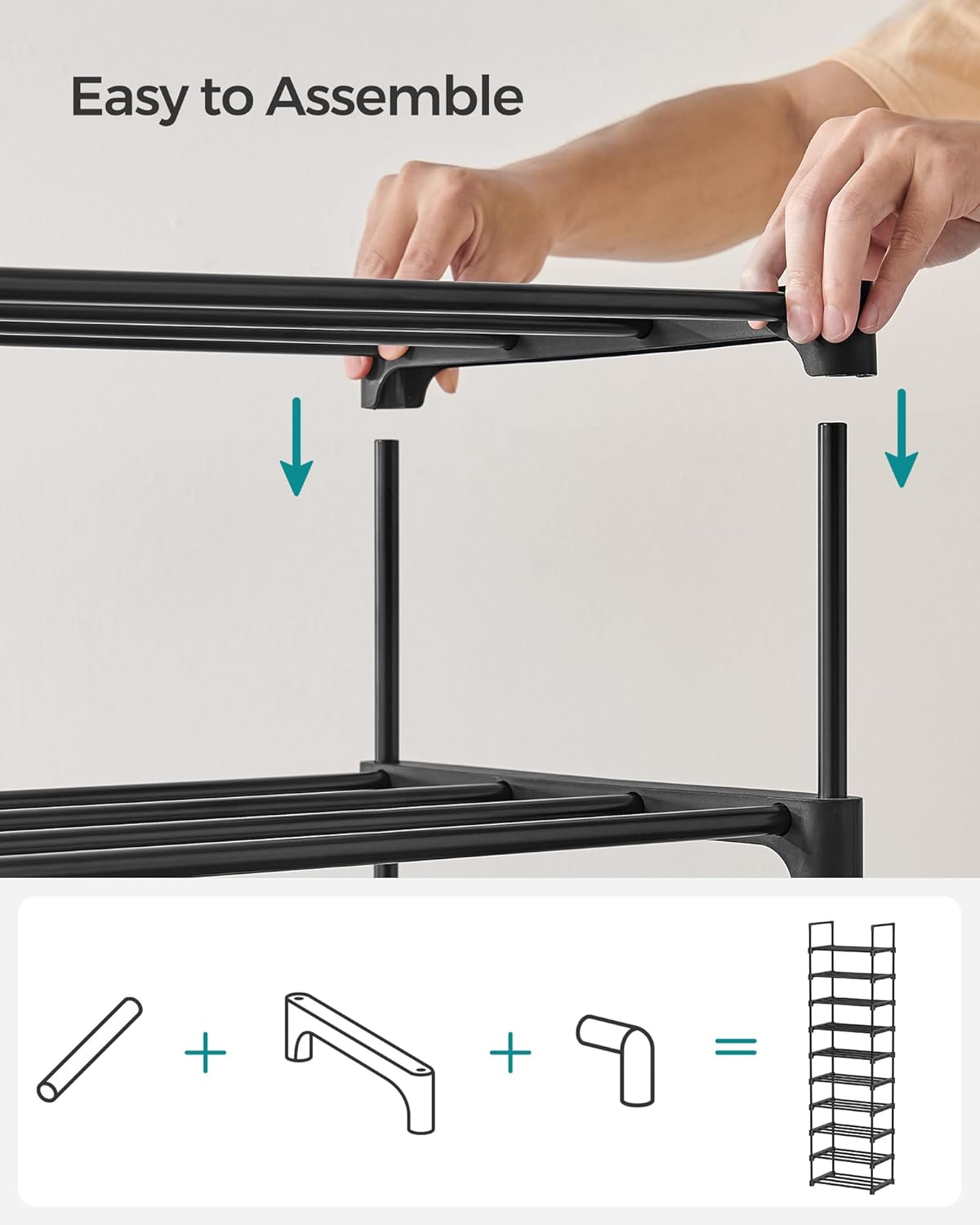 SONGMICS 10-Tier Shoe Rack LSA25BK