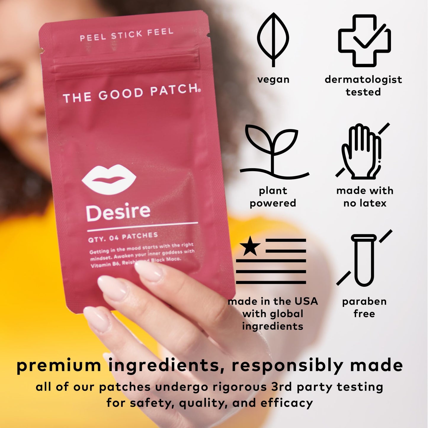 The Good Patch Desire Sexual Wellness Patches, Get in the Mood, Natural with Vitamin B6, Reishi, Black Maca, Plant Powered Wearable Wellness, Botanical and Vitamin (8 Total Patches) - Medaid International