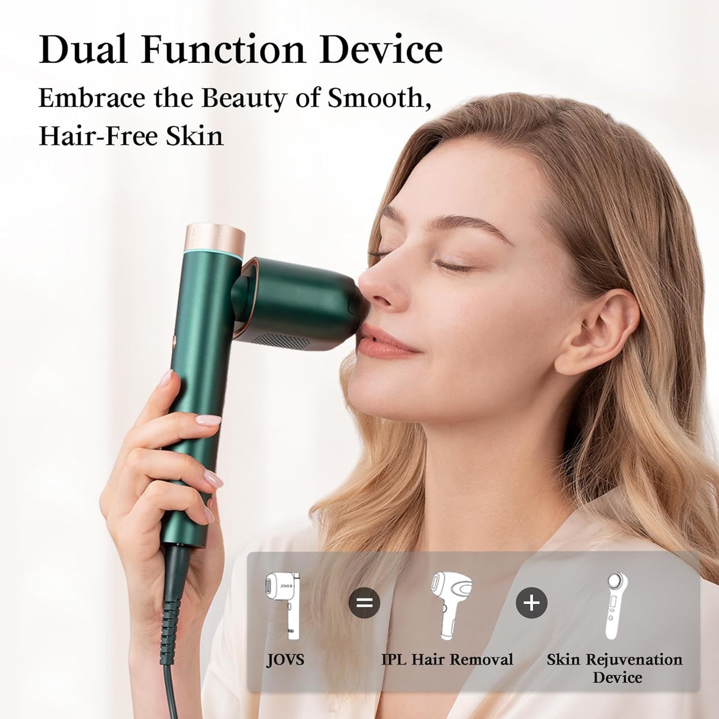 JOVS Laser Hair Removal, [24J Energy] IPL Hair Removal for Women and Men, 37°F Painless Sapphire Ice-Cooling Tech, 6 Modes for Whole Body Hair Removal Device, 2 in 1 Skin Rejuvenation, 330° Rotation - Medaid International