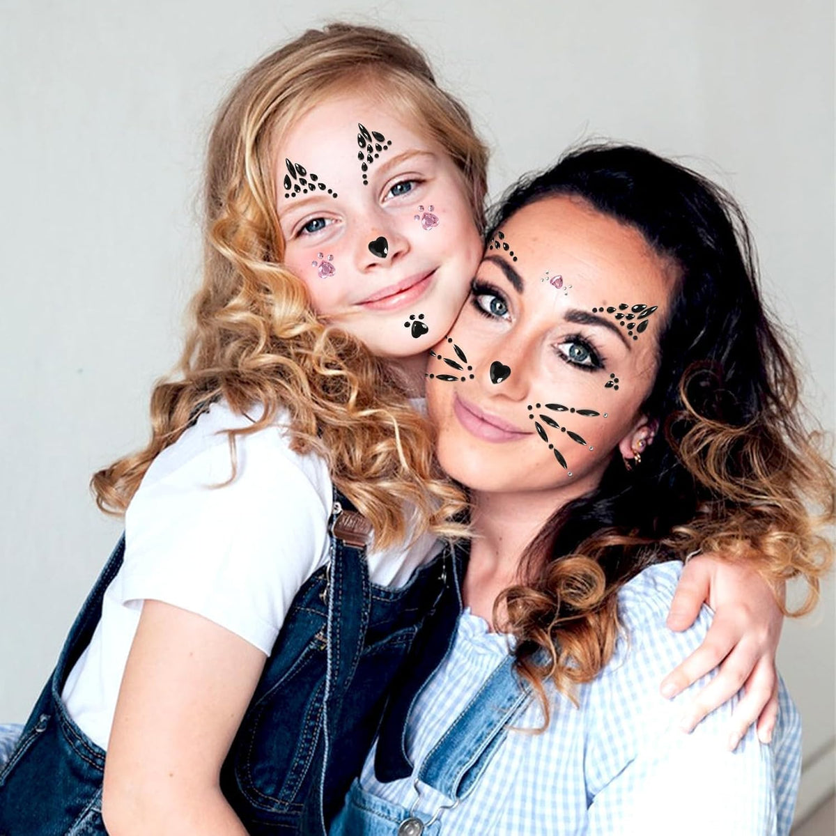 TERRIFI Face Gems for Women Cat Whiskers Style, 4 Sheets Reusable Makeup Rhinestones for Festivals and Themed Events, Self-Adhesive Glitter Stickers for Beauty and Cosplay Decorations