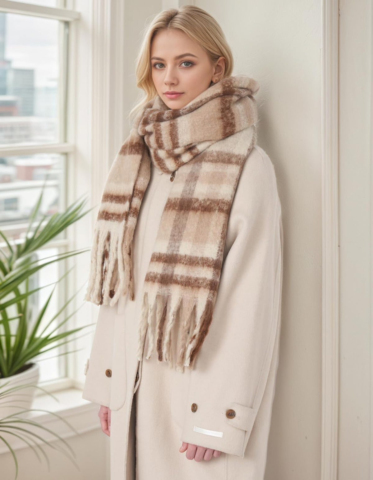Scarf for Women Winter Warm Long Shawl Large Scarves Cold Weather Thick Blanket Scarfs Colorful Plaid