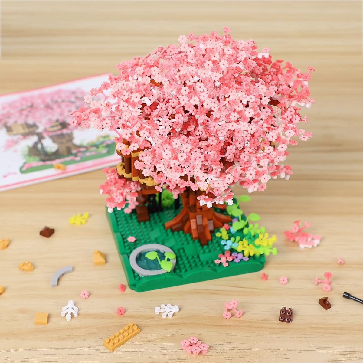 KASTWAVE Cherry Blossom Bonsai Tree Building Set, Japanese Sakura Tree House Model Sets for Adults, 2028Pcs Mini Micro Bricks Collectible Creative Gift for Teens Girls 14+