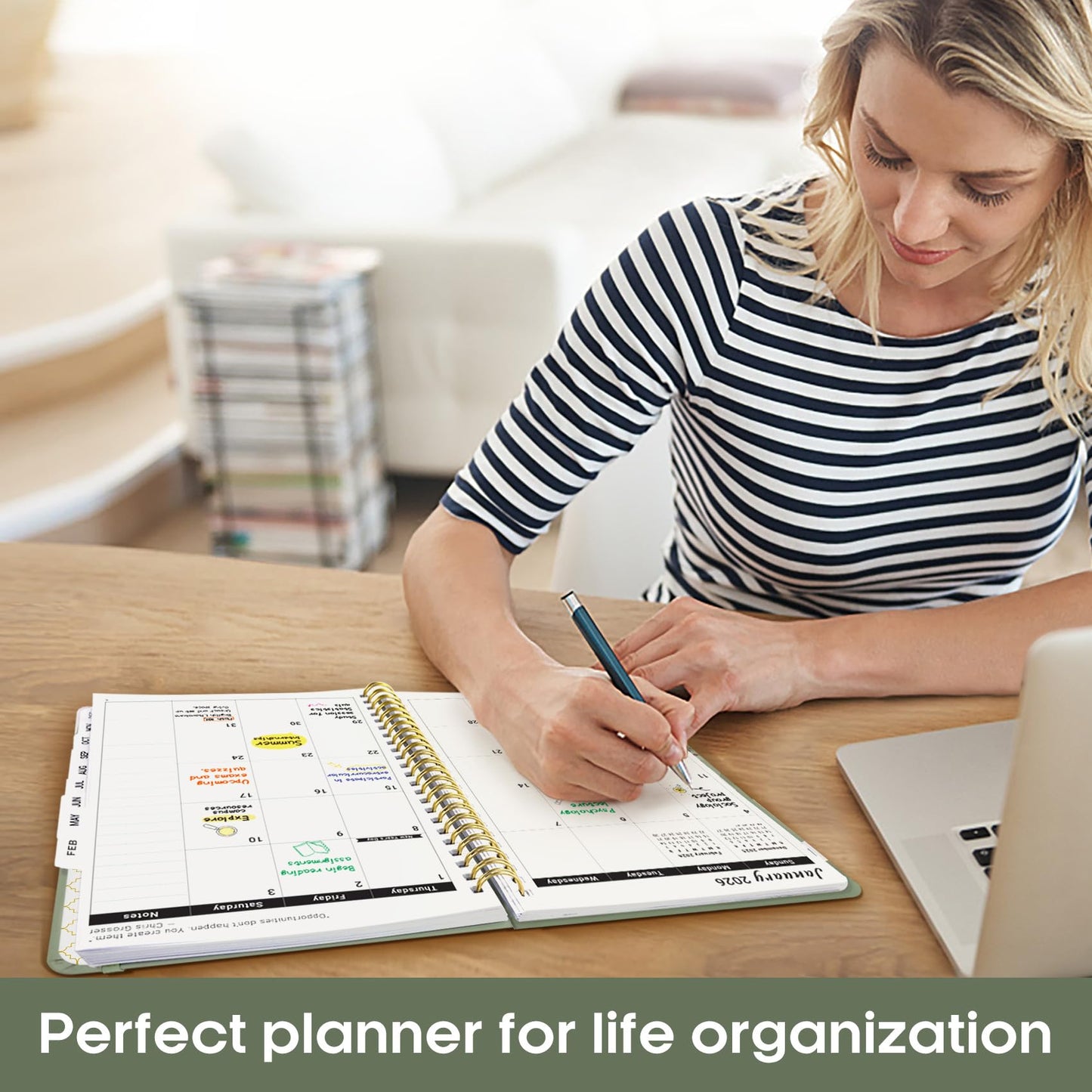 2026 Planner, Weekly and Monthly Calender Planner, Jan 2026 to Dec 2026, Hardcover 2026 Calendar Planner Book with Tabs & Inner Pocket, Office Home School Supplies for Women & Men - A5 (6.3" x 8.5"), Green - Medaid International