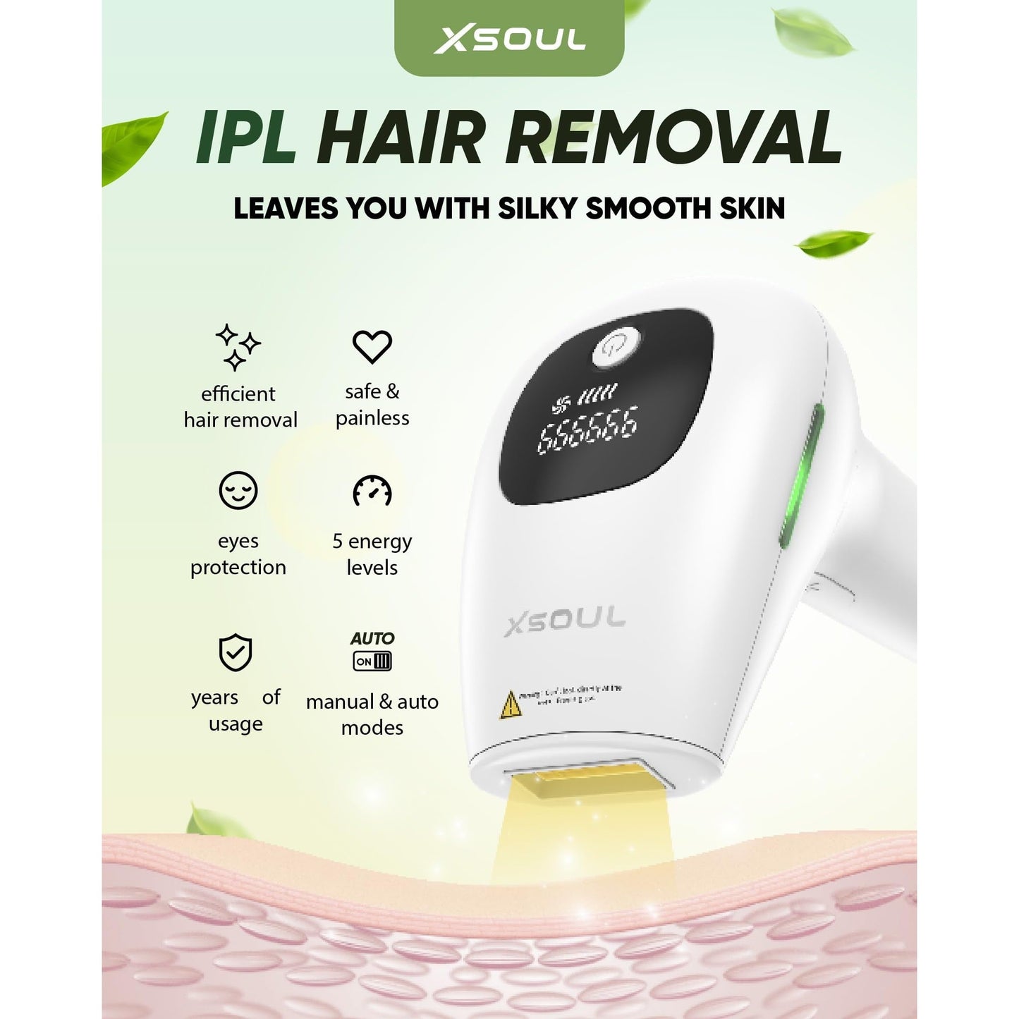 XSOUL At-Home IPL Hair Removal for Women and Men Permanent Hair Removal 999,999 Flashes Painless Hair Remover on Armpits Back Legs Arms Face Bikini Line, Corded - Medaid International