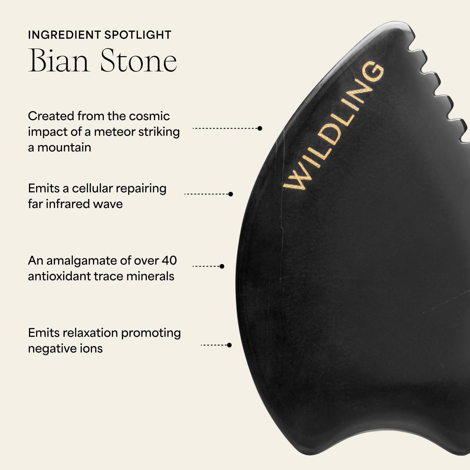 WILDLING Empress Stone Gua Sha Facial Stone I Facial Massage Stone to Lift, Plump, Tone + Sculpt I Patented Design Crafted with 100% Authentic Bian Stone - Medaid International