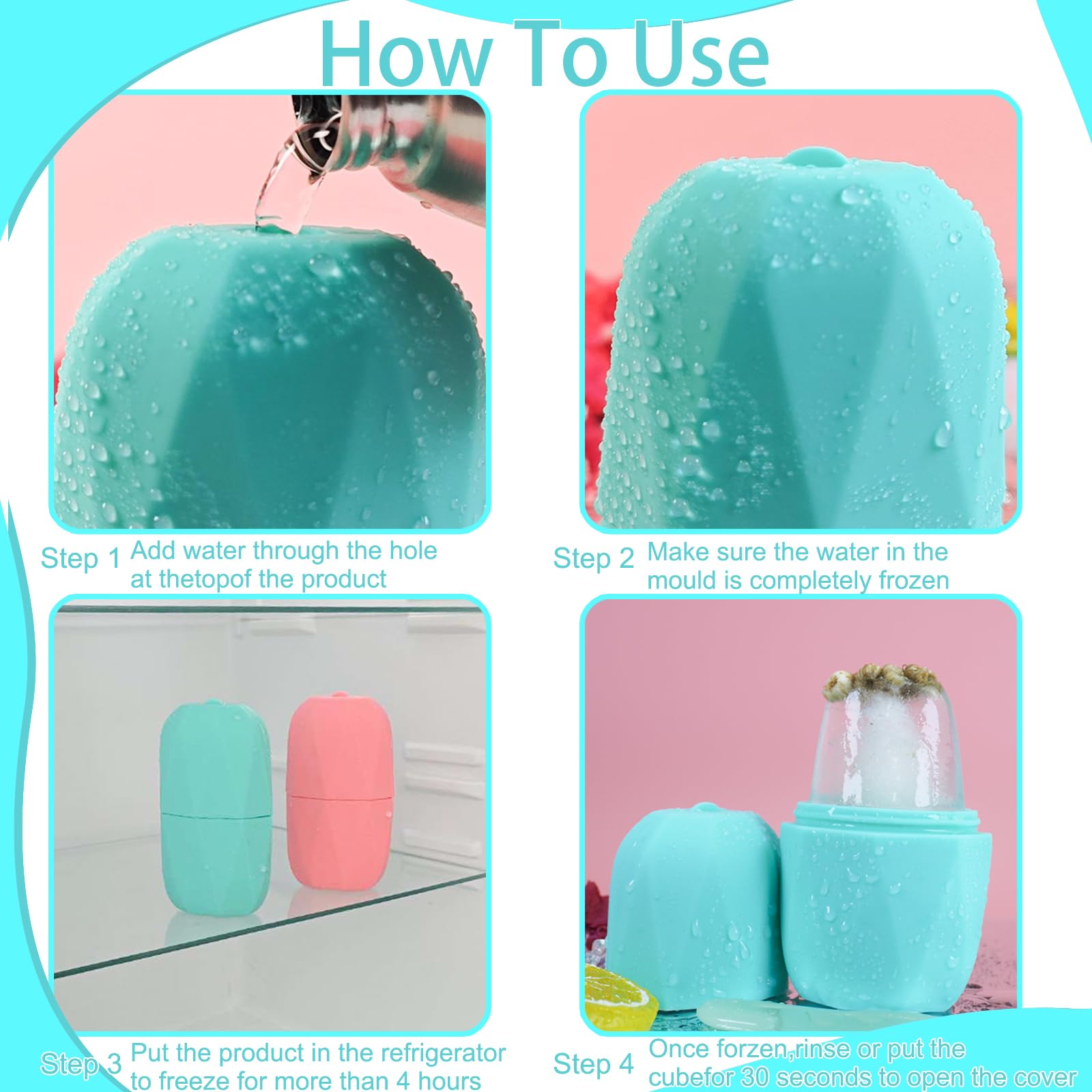 Joyeee Ice Face Roller and Gua Sha Set, Reusable Silicone Mold, Gua Sha Stone Massager Tools for Shrink Pores Anti Wrinkle Reduce Puffiness Improve Skin Elasticity - Medaid International