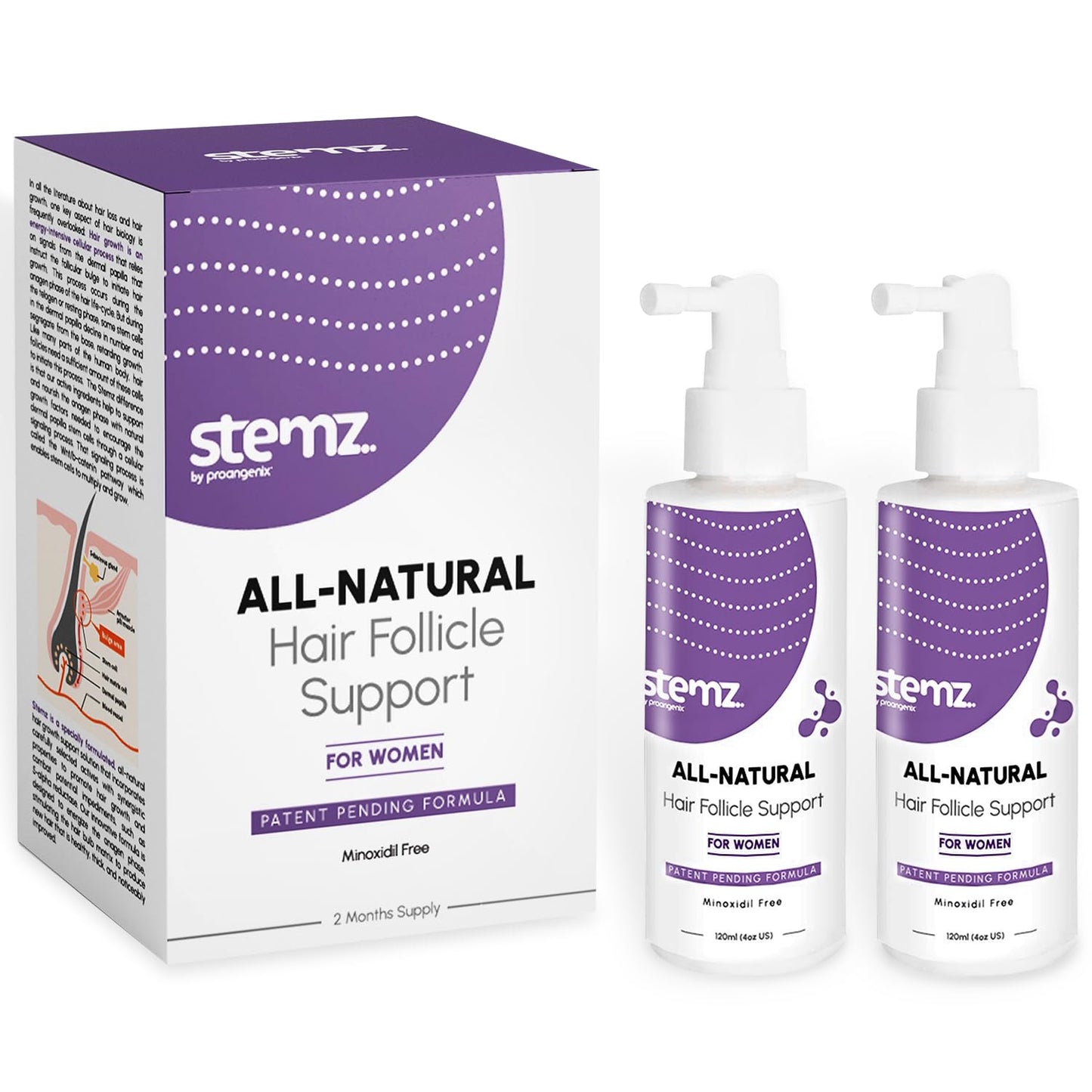 Stemz for Women - Hair Follicle Stimulator - Natural Alternative to Minoxidil and Hair Growth Oil - Sea Moss Peptides to Support Hair Growth - Delivers Results in 90 Days - Medaid International