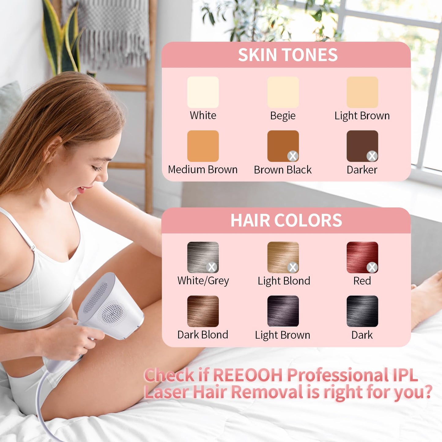REEOOH Professional Laser Hair Removal Machine, IPL Hair Removal Device with Ice Cooling, 3 in 1 Body Painless Home Laser Hair Removal for Face Legs, Ideal Choice for Women & Men - Medaid International