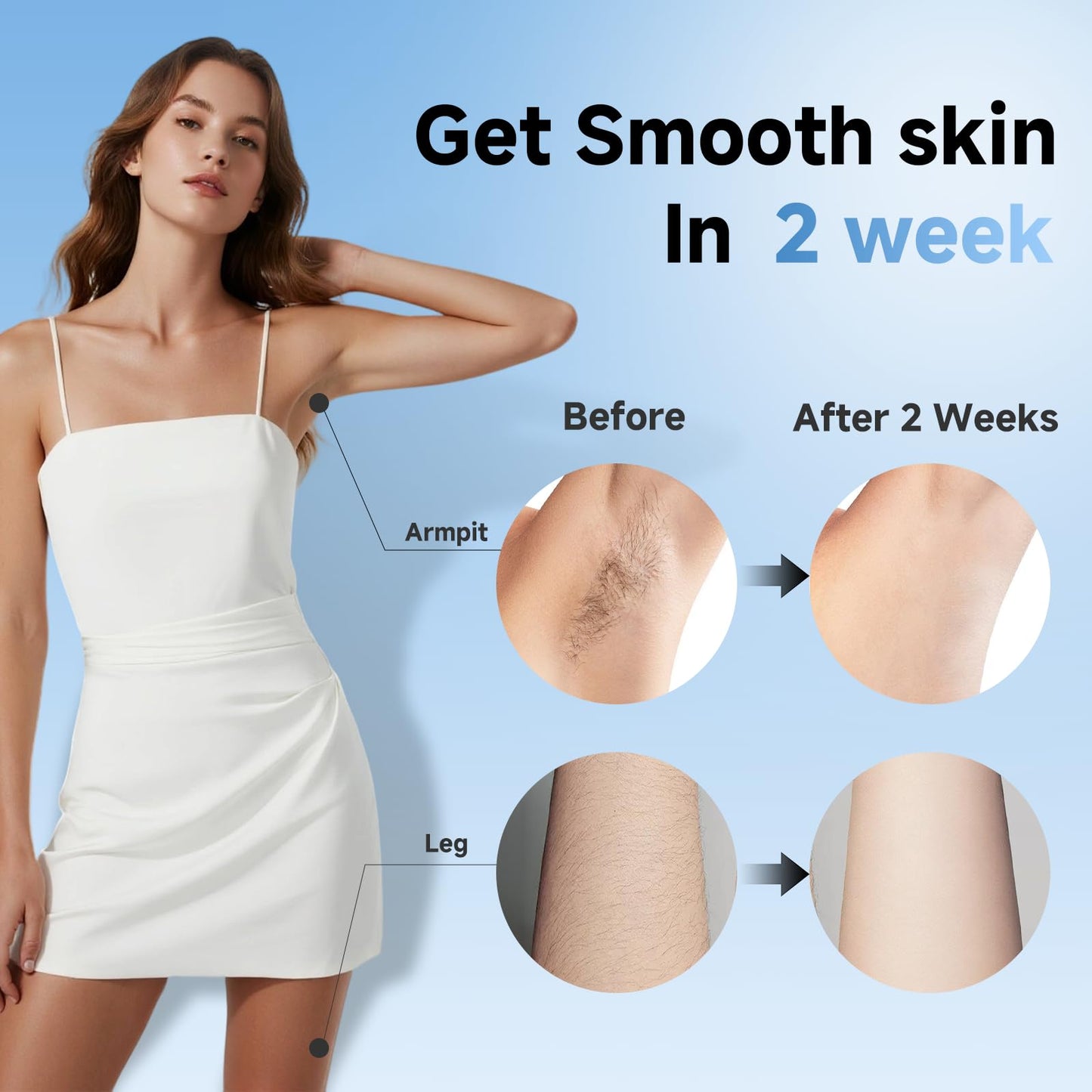 Painless IPL Laser Hair Removal for Women & Men, 39°F Sapphire Ice Cooling Technology, At-Home Laser Hair Removal Device for Face, Armpits, Legs, Bikini & Whole Body, Long-Lasting Results - Medaid International