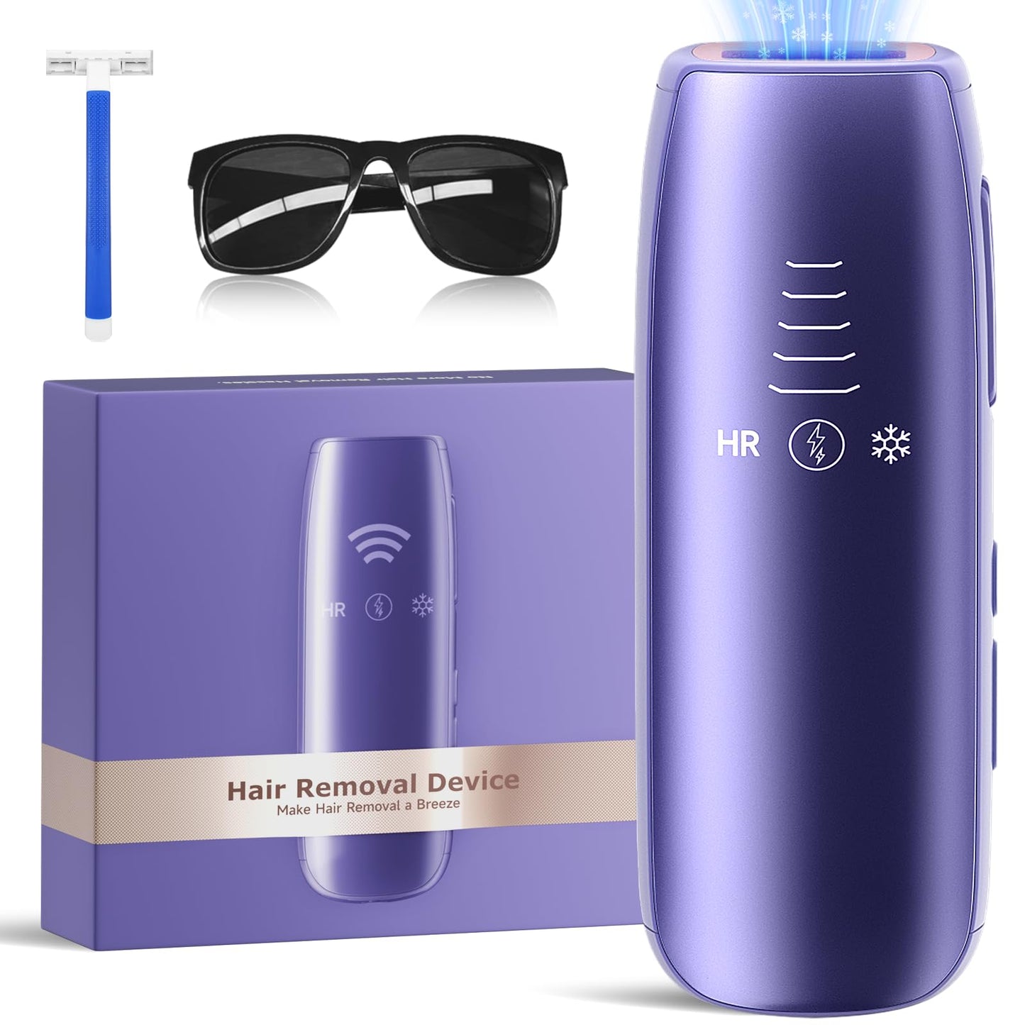 Laser Hair Removal with 5℃ Ice Cooling, Painless IPL Laser Hair Removal Device for Women & Men, 999,999 Flashes, 5 Levels, 2 Modes, Permanent At-Home Hair Removal for Face & Body, with 3 in 1 Set - Medaid International