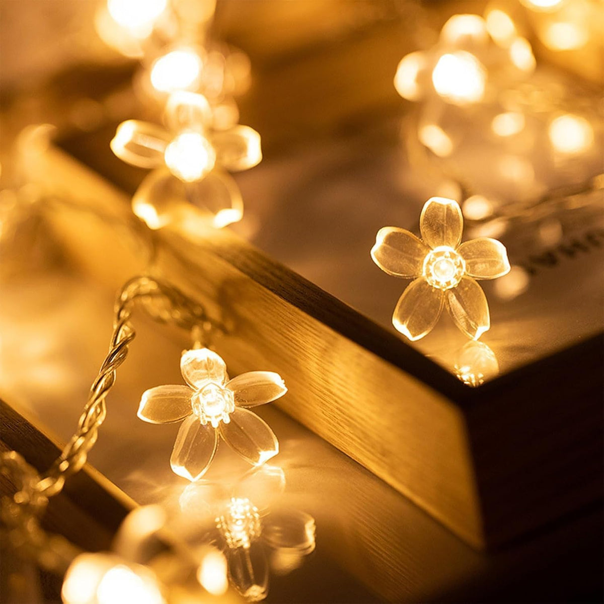 TERRIFI LED Flower String Lights for Home Decor, 3m 20 LED Warm White Fairy Lights with USB and Battery Dual Power, Decorative Cherry Blossom Lighting for Indoor Outdoor Living Room Bedroom Garden