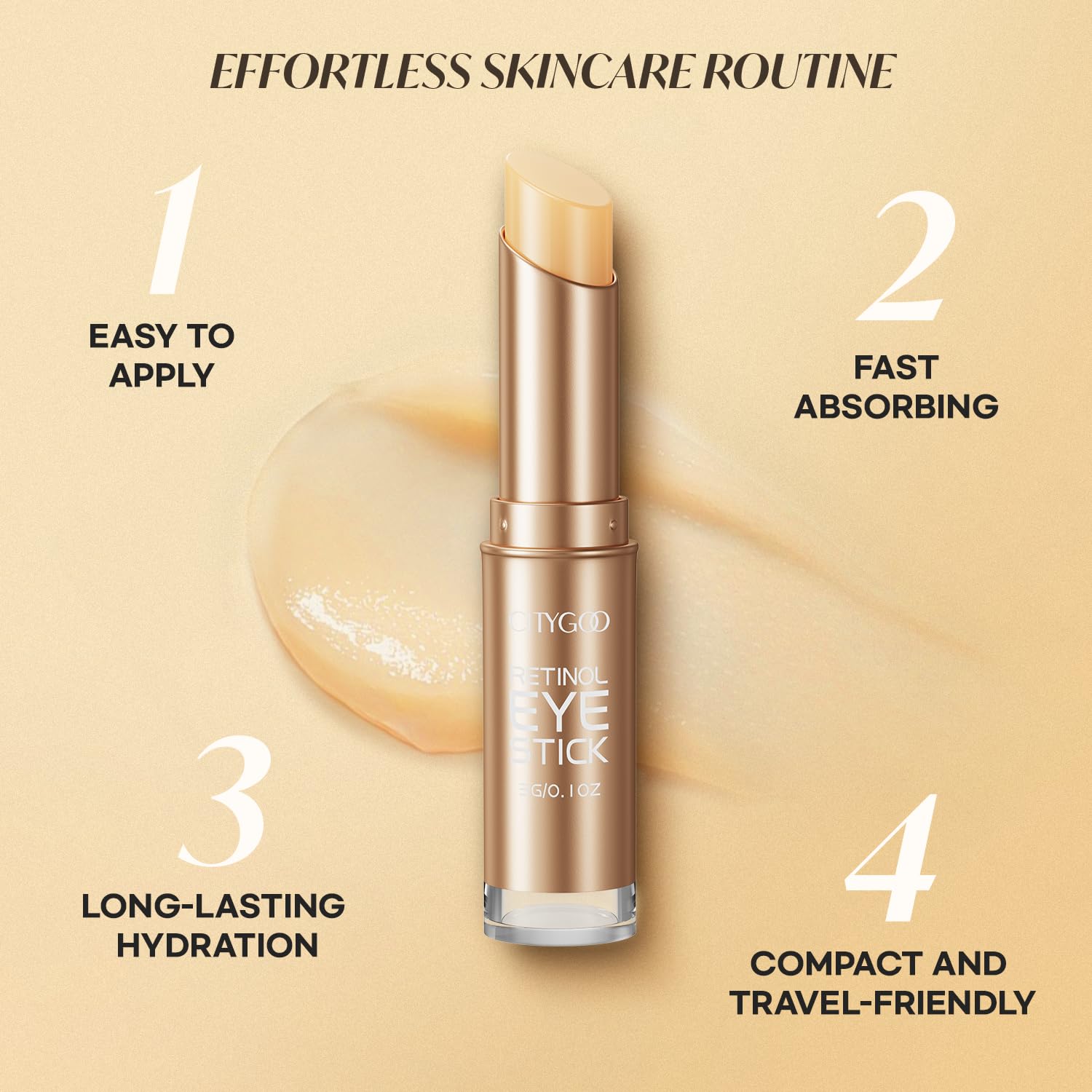 CITYGOO Retinol Eye Stick With Collagen, Hyaluronic Acid For Dark Circle, Under Eye Cream Anti Aging, For Puffiness and Bags Reduces Fine Lines (Retinol Eye Stick, 1pcs) - Medaid International
