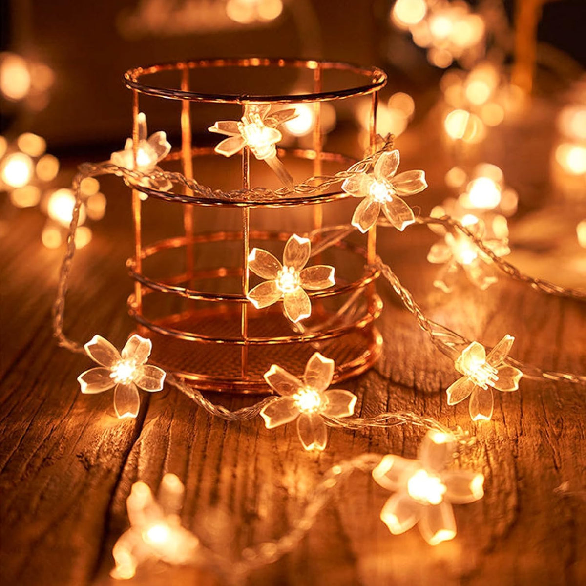 TERRIFI LED Flower String Lights for Home Decor, 3m 20 LED Warm White Fairy Lights with USB and Battery Dual Power, Decorative Cherry Blossom Lighting for Indoor Outdoor Living Room Bedroom Garden