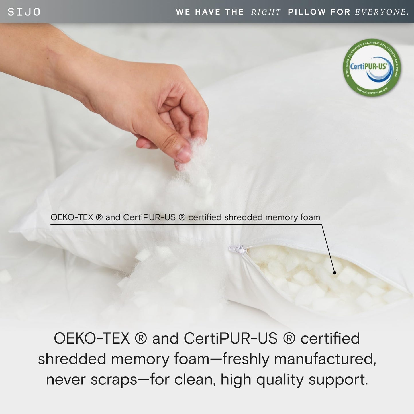Sijo FlexCool Shredded Memory Foam Pillow - Adjustable Bed Pillow Last Cooling Surface - Good Housekeeping 2025 Bedding Award Winner - CertiPUR-US - Medium Firm for Back, Side, Stomach Sleeper (Queen) - Medaid International