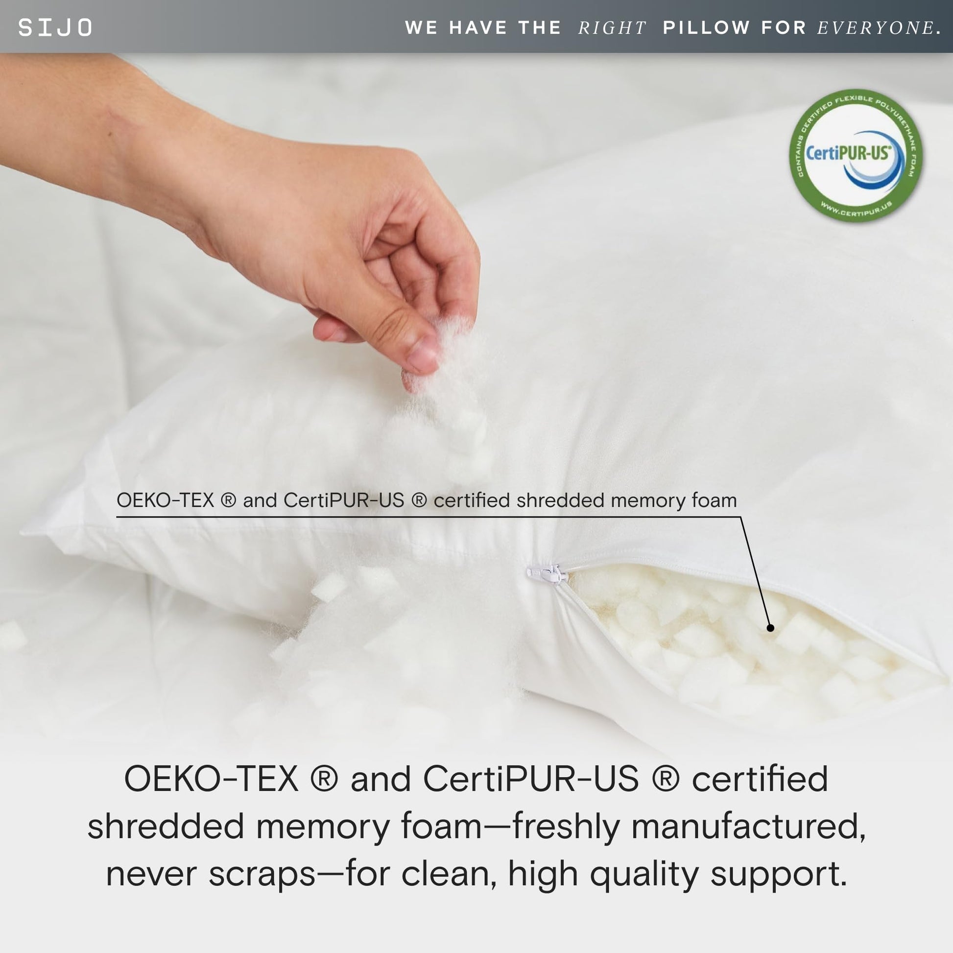 Sijo FlexCool Shredded Memory Foam Pillow - Adjustable Bed Pillow Last Cooling Surface - Good Housekeeping 2025 Bedding Award Winner - CertiPUR-US - Medium Firm for Back, Side, Stomach Sleeper (Queen) - Medaid International