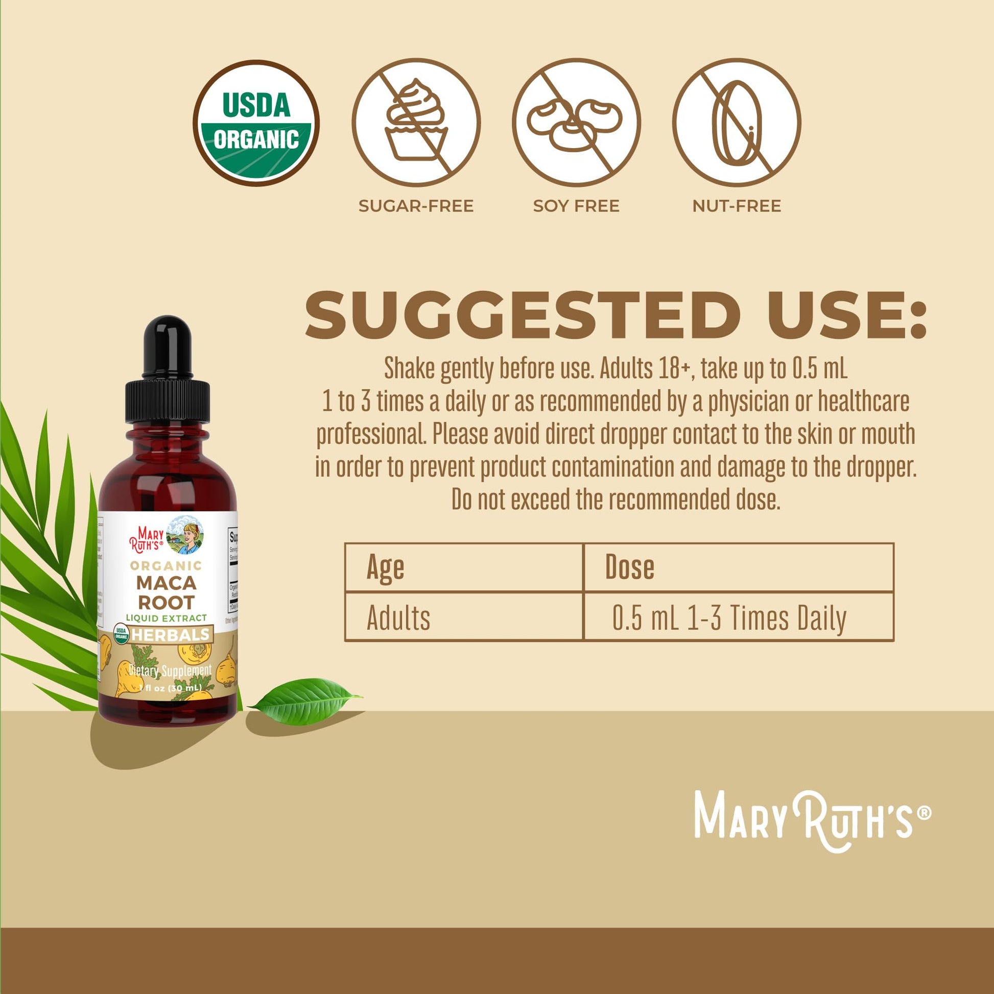 MaryRuth’s USDA Organic Maca Root Liquid Drops | Vegan | Non-GMO | Gluten Free | Alcohol Free | 1 Fl Oz - Medaid International