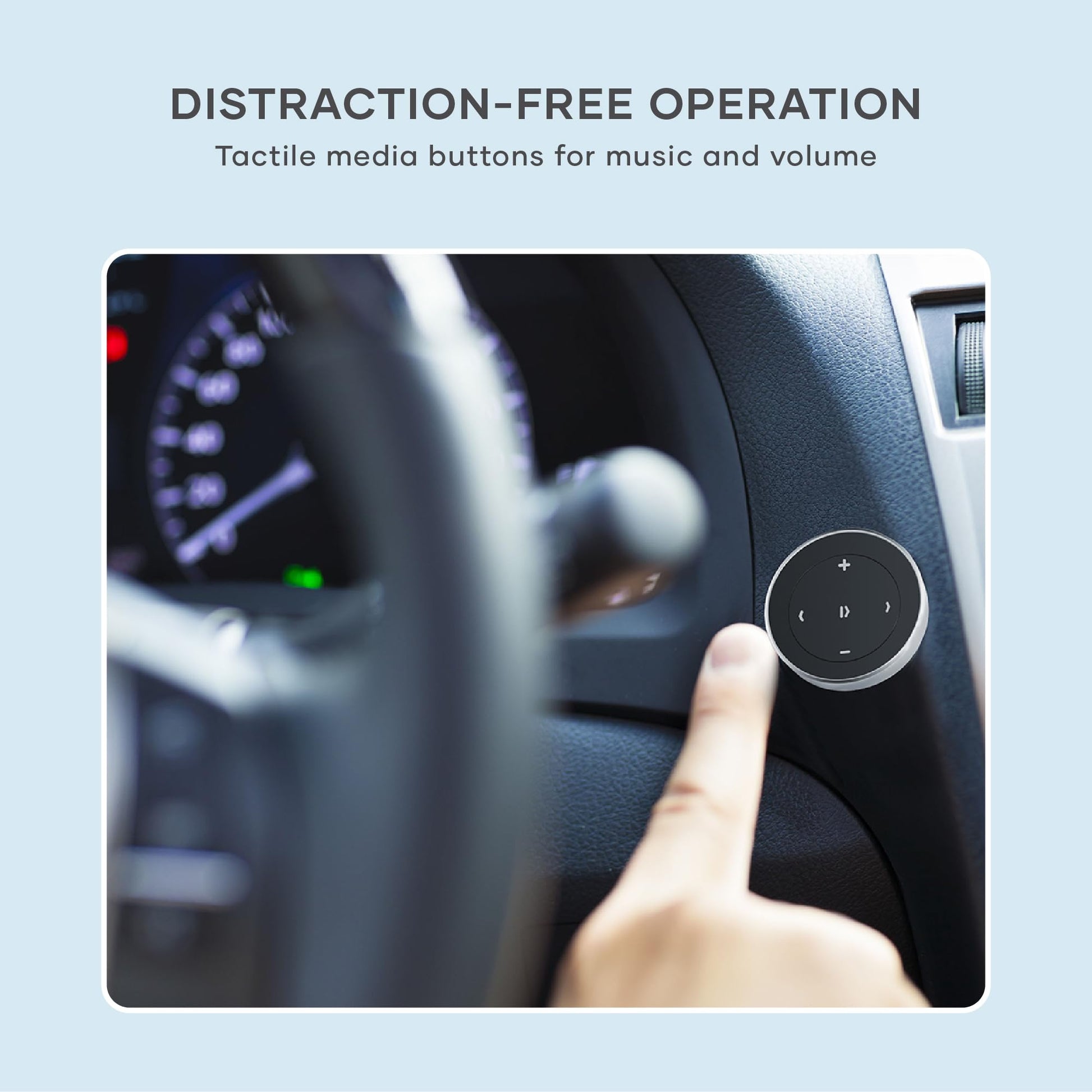 Satechi Bluetooth Media Button with Steering Wheel Mount, Wireless Music & Volume Control for iPhone, iPad, MacBook, Android, Car & Bike Audio Systems - Medaid International