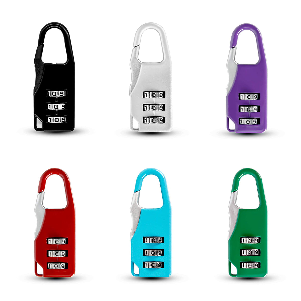 KASTWAVE Luggage Locks, KASTWAVE Password Travel Lock, 3 Digit Sliding Colour Combination Padlocks for Travel Bag Suitcases Backpacks Storage Cabinets (6 Colors)
