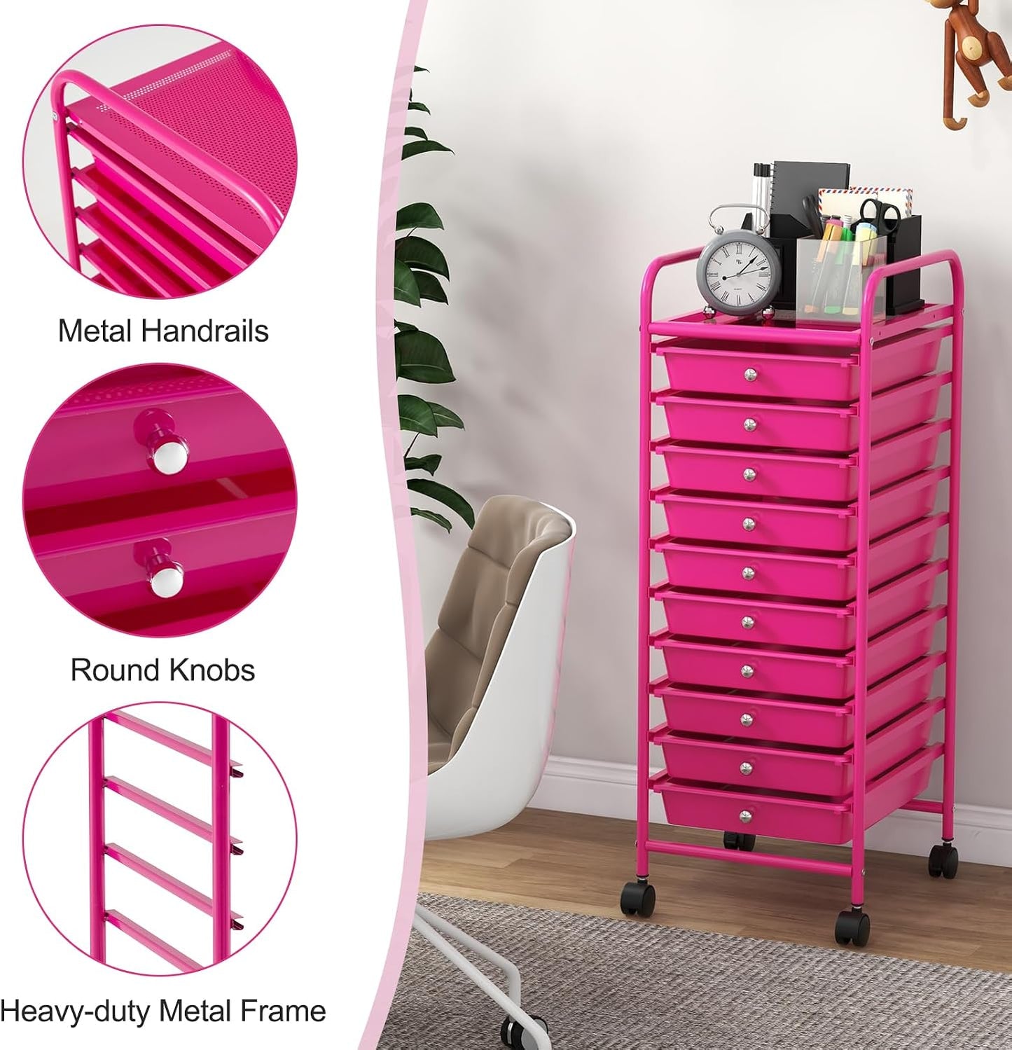 Storage Trolley with 10 Drawers