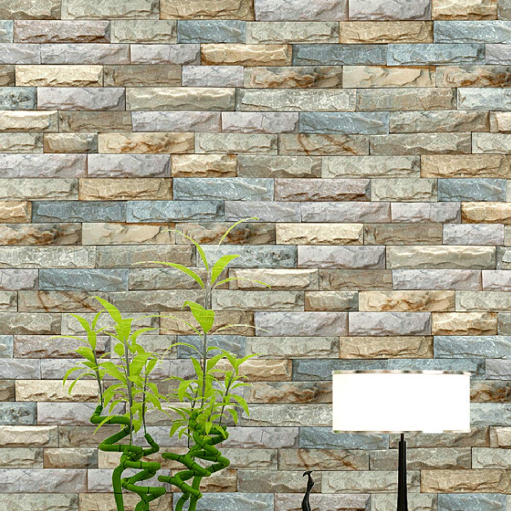 Q QIHANG Modern Simple 3D Marble Three-Dimensional Brick Pattern PVC Matte Feel Wallpaper Living Room TV Background Wall Studio 20.87" Wx393.7 L Non-Pasted - Medaid International