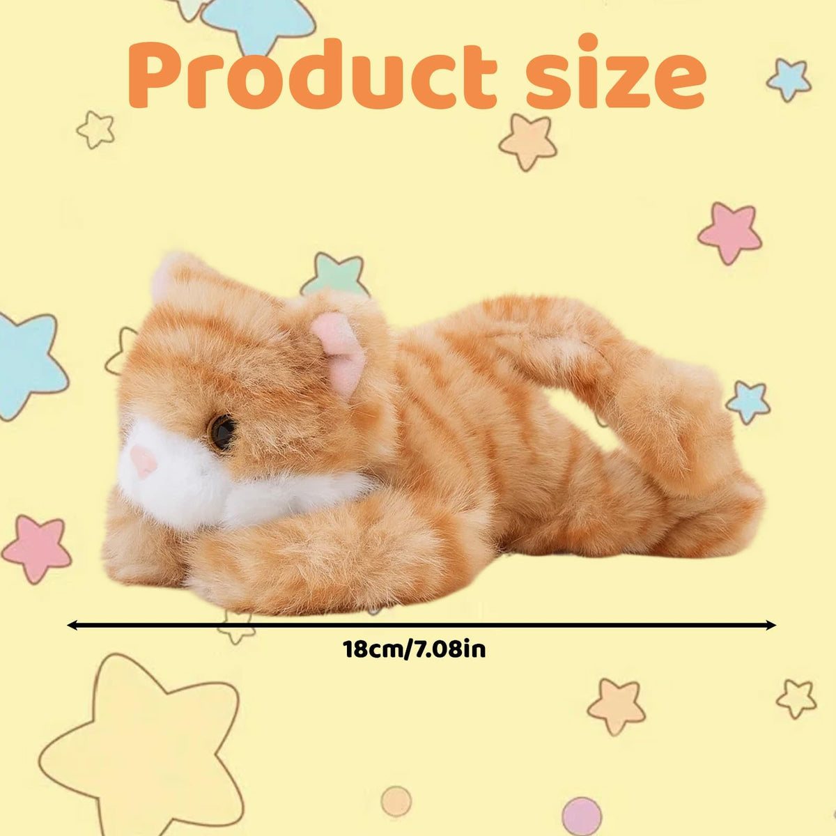KASTWAVE Cat Plush - Soft Realistic Tabby Cat Teddy, Weighted Stuffed Animal Toy for Stress Comfort, Therapeutic Gift for Cat Lovers (18cm)