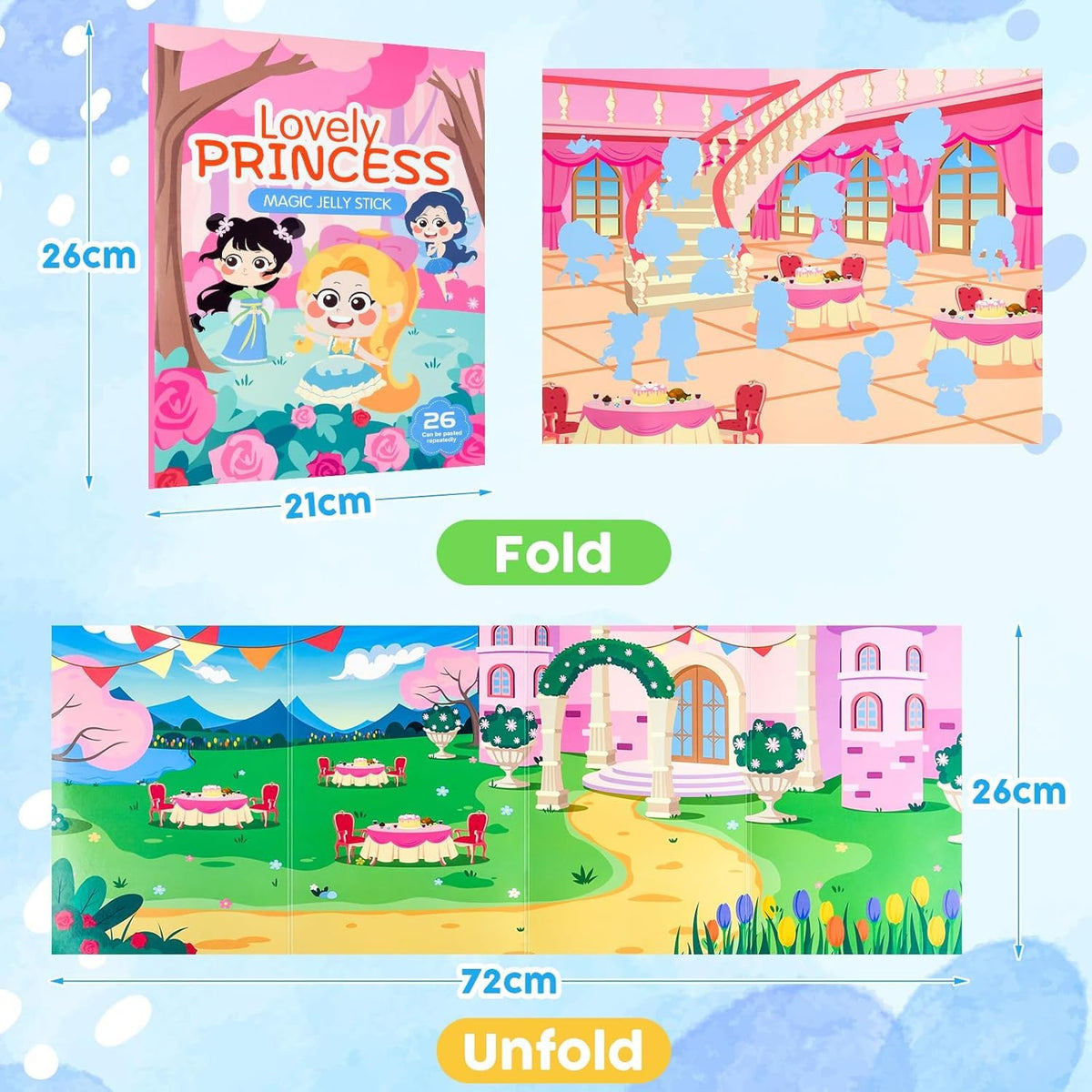 KASTWAVE 3-Pack Reusable 3D Sticker Books | Toddler Activity Scenes for Ages 2-4, Educational Learning Toys & Gifts for Boys & Girls
