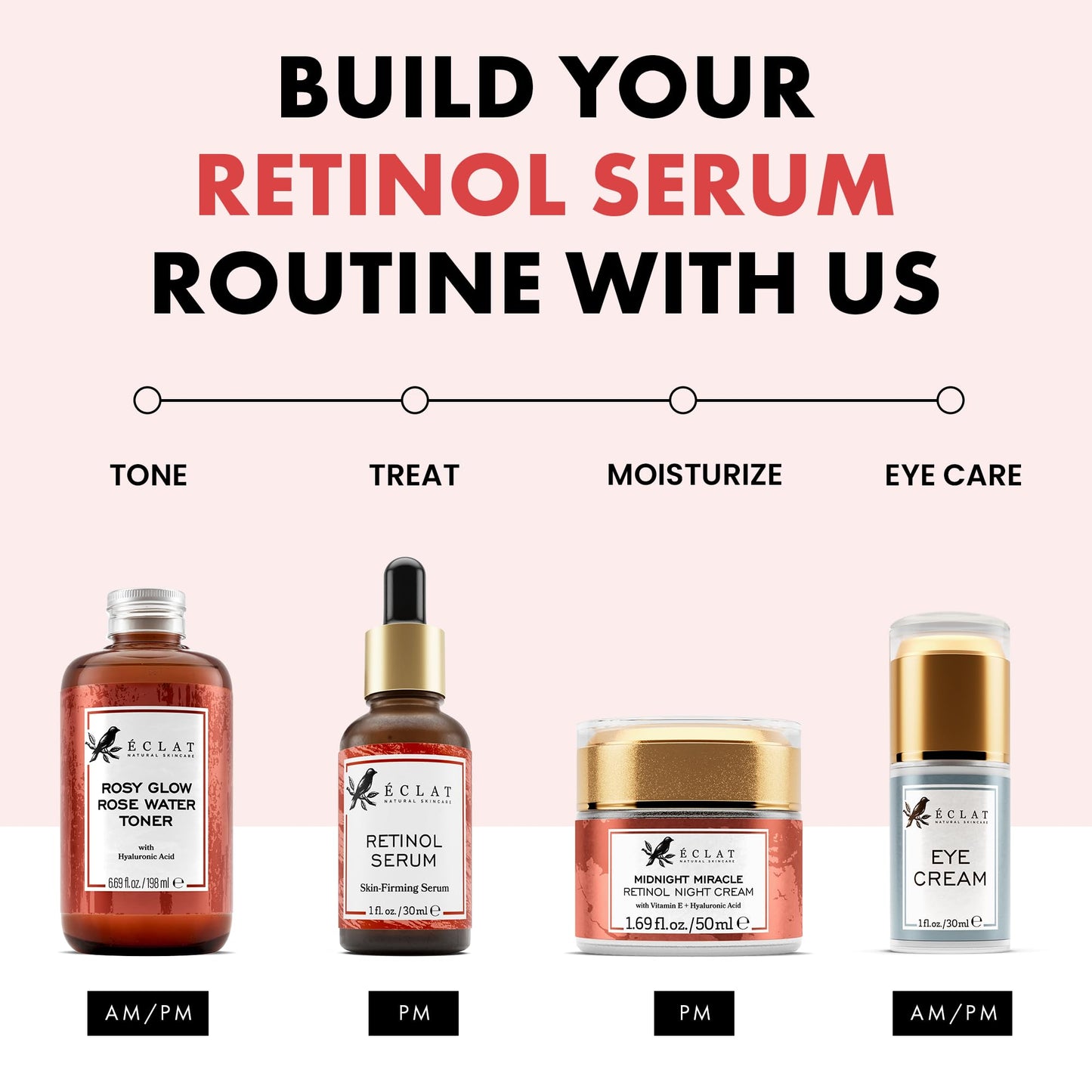 Eclat Skincare Renewing Retinol Serum for Face - Anti Aging Serum with Hyaluronic Acid & Aloe Vera – Hydrates and Improves the Signs of Aging (Fine Lines, Wrinkles & Dark Spots) 1 Fl Oz - Medaid International