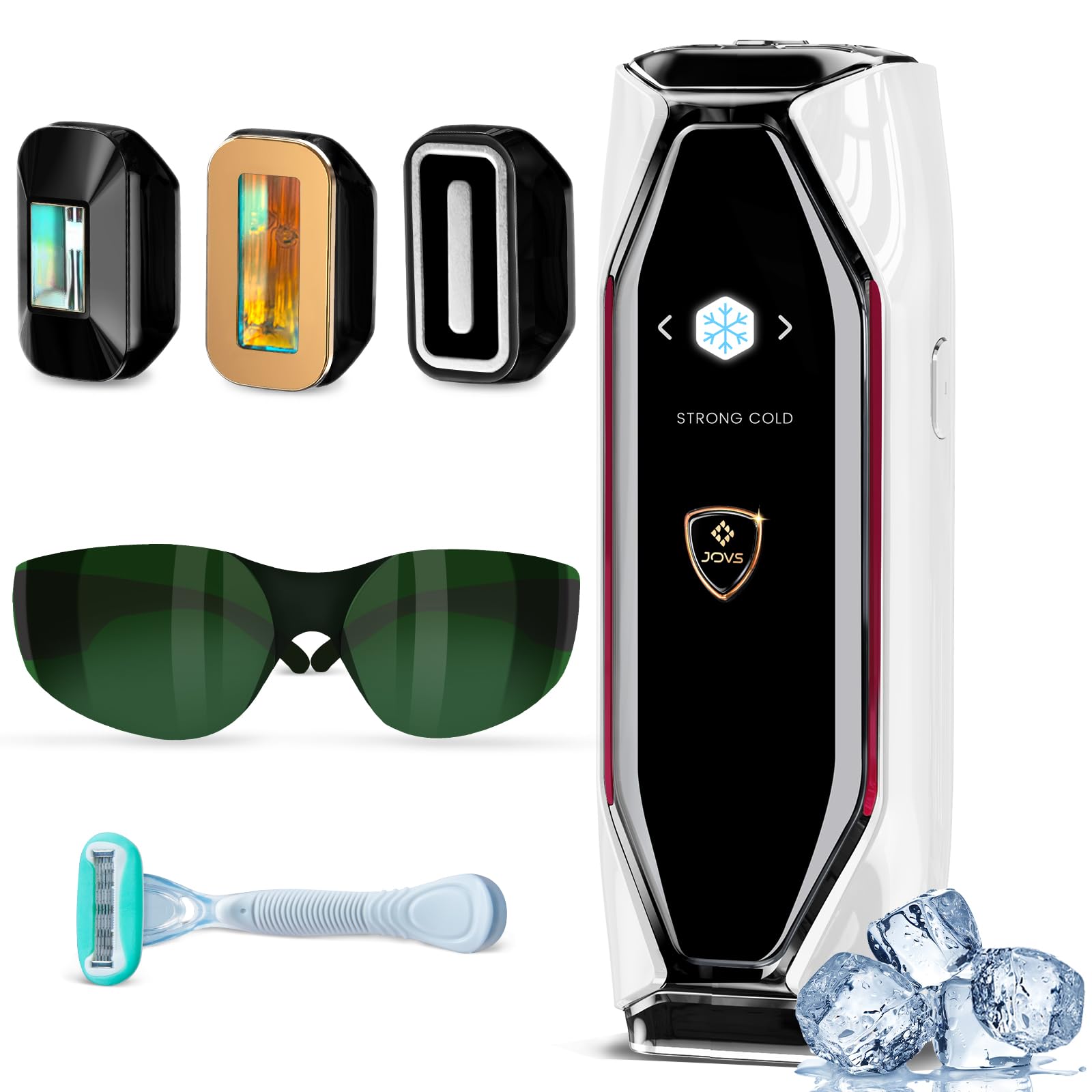 JOVS Laser Hair Removal, 37°F Painless Hair Removal Device with Sapphire Ice-Cooling, 3 in 1 Hair Removal & Skin Rejuvenation for Women and Men, 8 Modes Skin Care for Whole Body, Touch Screen, White - Medaid International