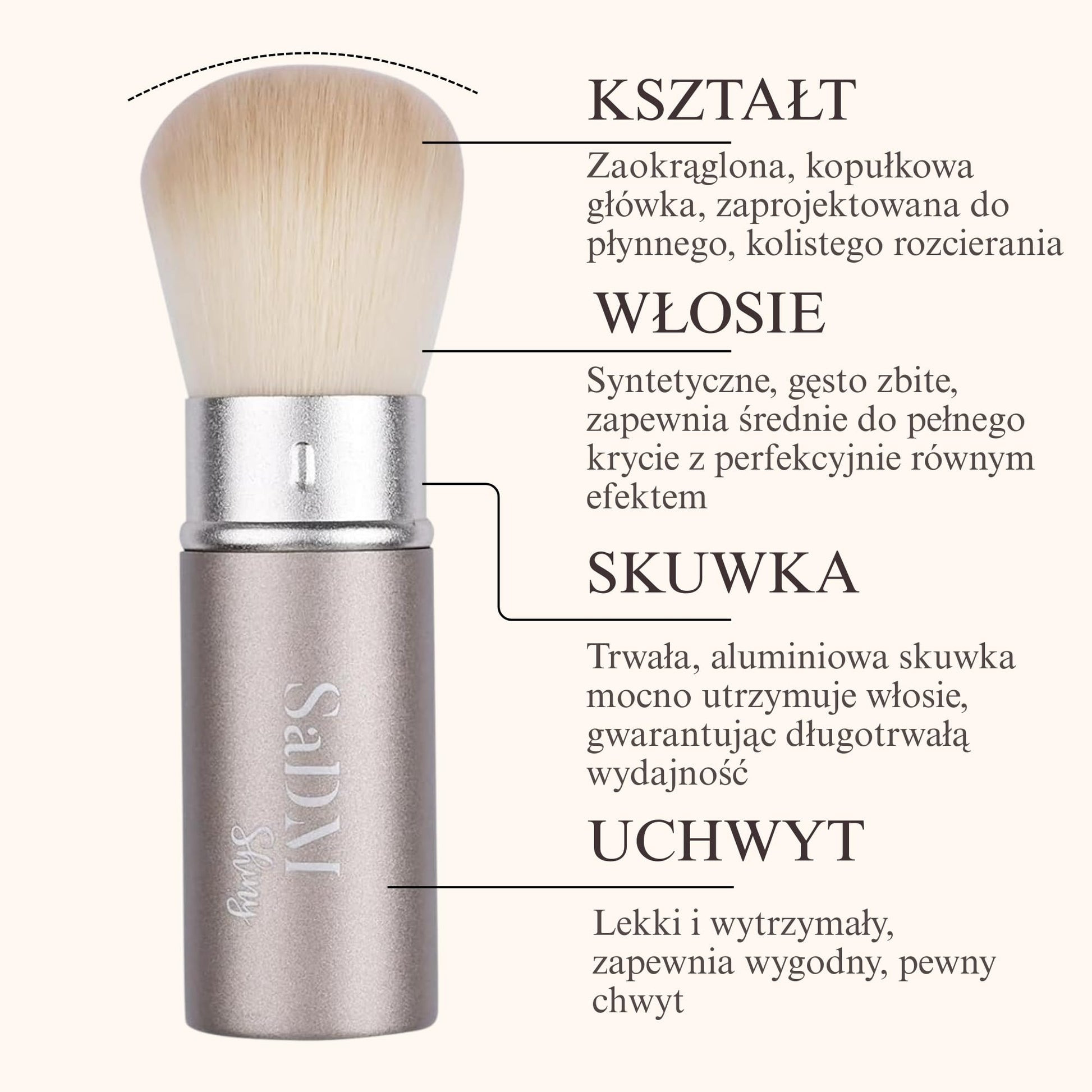 Retractable Kabuki Makeup Brush - Blender Brush for Powder, Cream, Liquid Foundation, Sunscreen, Blush Blending & Bronzer - Professional Make Up Brush - Full Face Makeup Brush - Vegan & Cruelty Free - Medaid International