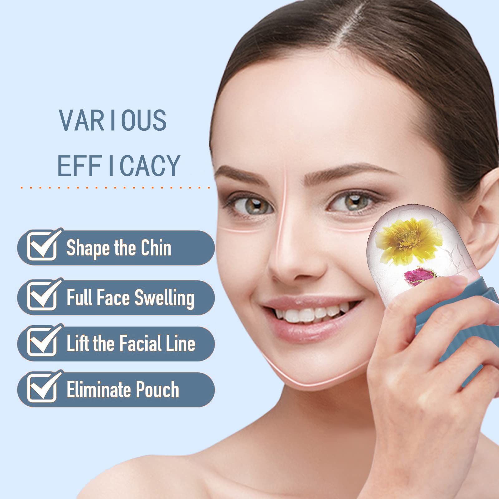 XHJRI Ice Face Roller Massager,Ice Cube Roller for Face, Eyes and Neck Naturally Conditioning and Skin Care,De-Puff Eye Bags,Reduce Migraine Pain,Reusable Massage Silicone Ice Mold (Blue) - Medaid International