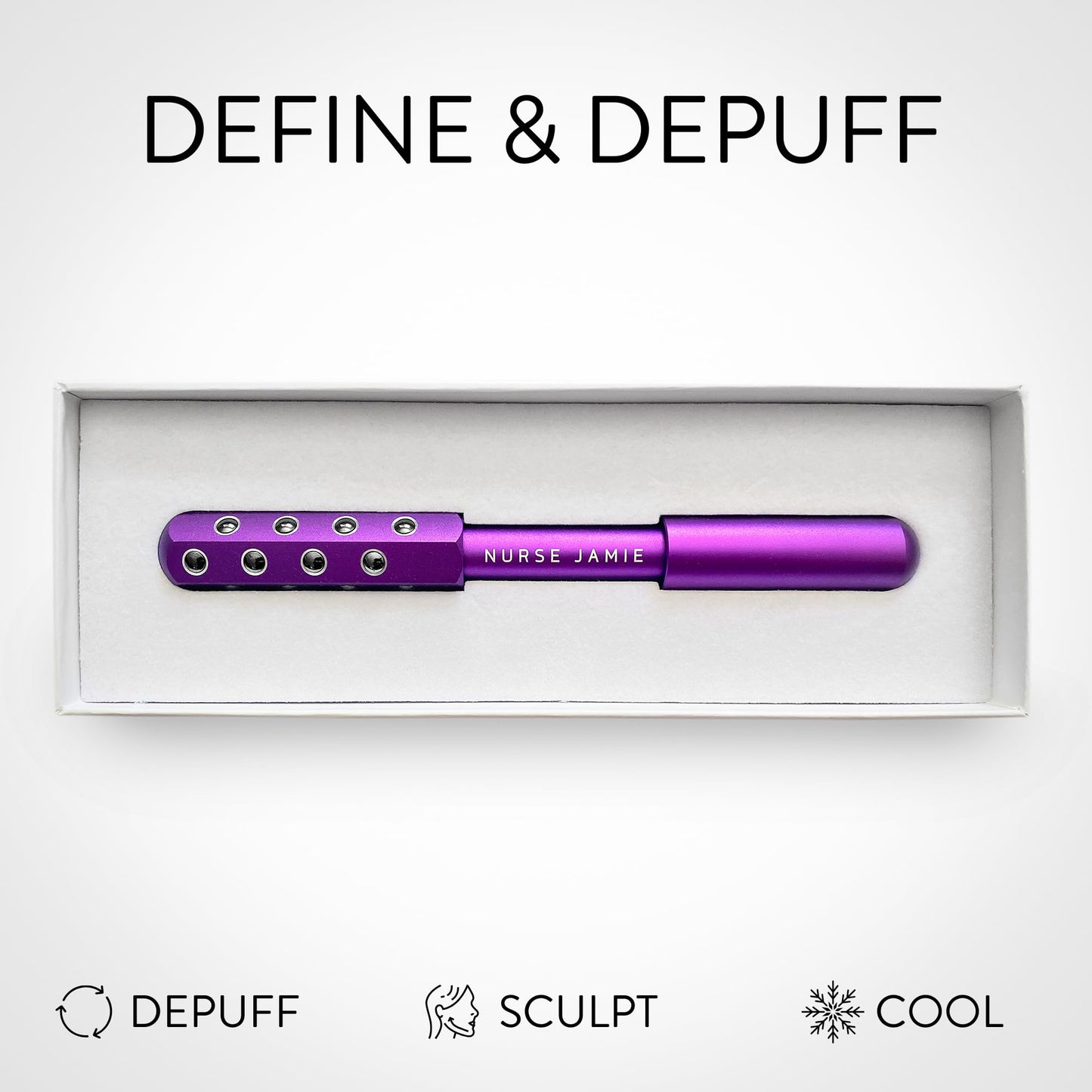Nurse Jamie Uplift Facial Massaging Beauty Roller – Purple - Facial Massager with 24 Stones for Sculpting, Firming & Reducing Puffiness - Medaid International