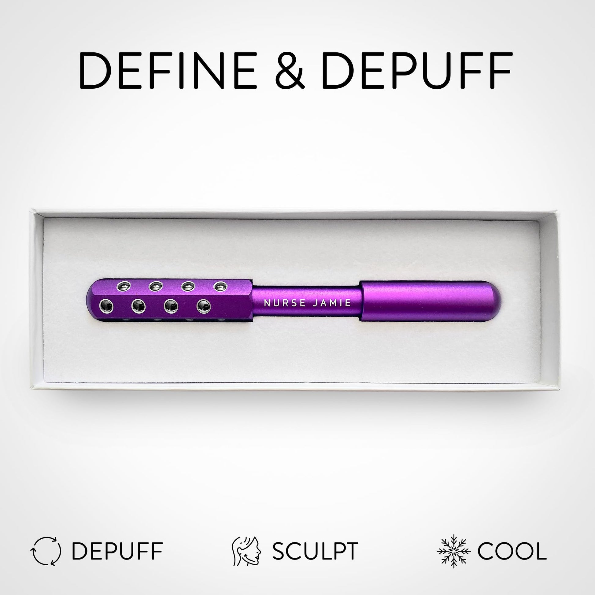 Nurse Jamie Uplift Facial Massaging Beauty Roller – Purple - Facial Massager with 24 Stones for Sculpting, Firming & Reducing Puffiness - Medaid International