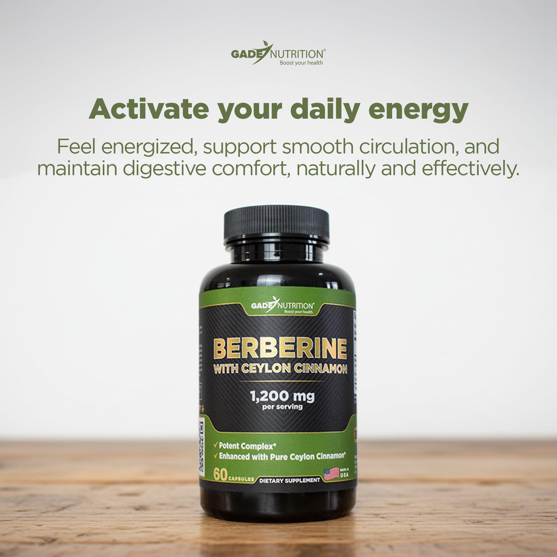 Gade Nutrition Berberine Supplement with Ceylon Cinnamon | Berberine Top Choice with Ceylon Cinnamon Capsules | Organic Veggie Capsules | USA Made - Medaid International
